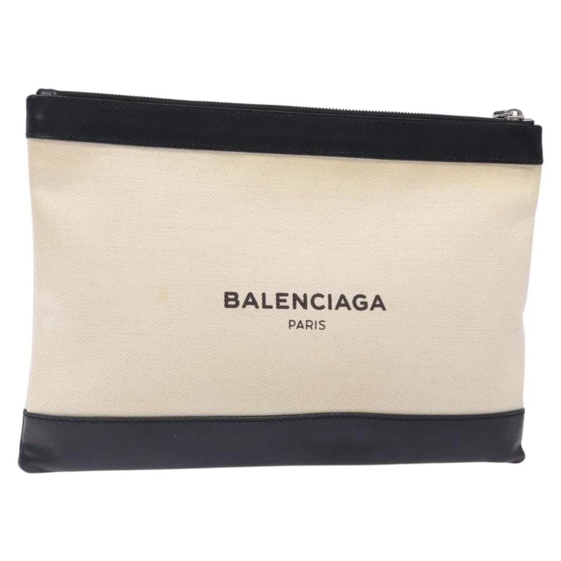 BALENCIAGA Canvas Clutch Bag White Black 373834 Made in Italy: BALENCIAGA Canvas Clutch Bag White Black 373834 Made in Italy This stylish Balenciaga Clutch Bag is crafted from durable canvas with a striking white and black exterior. Featuring a sleek design, this