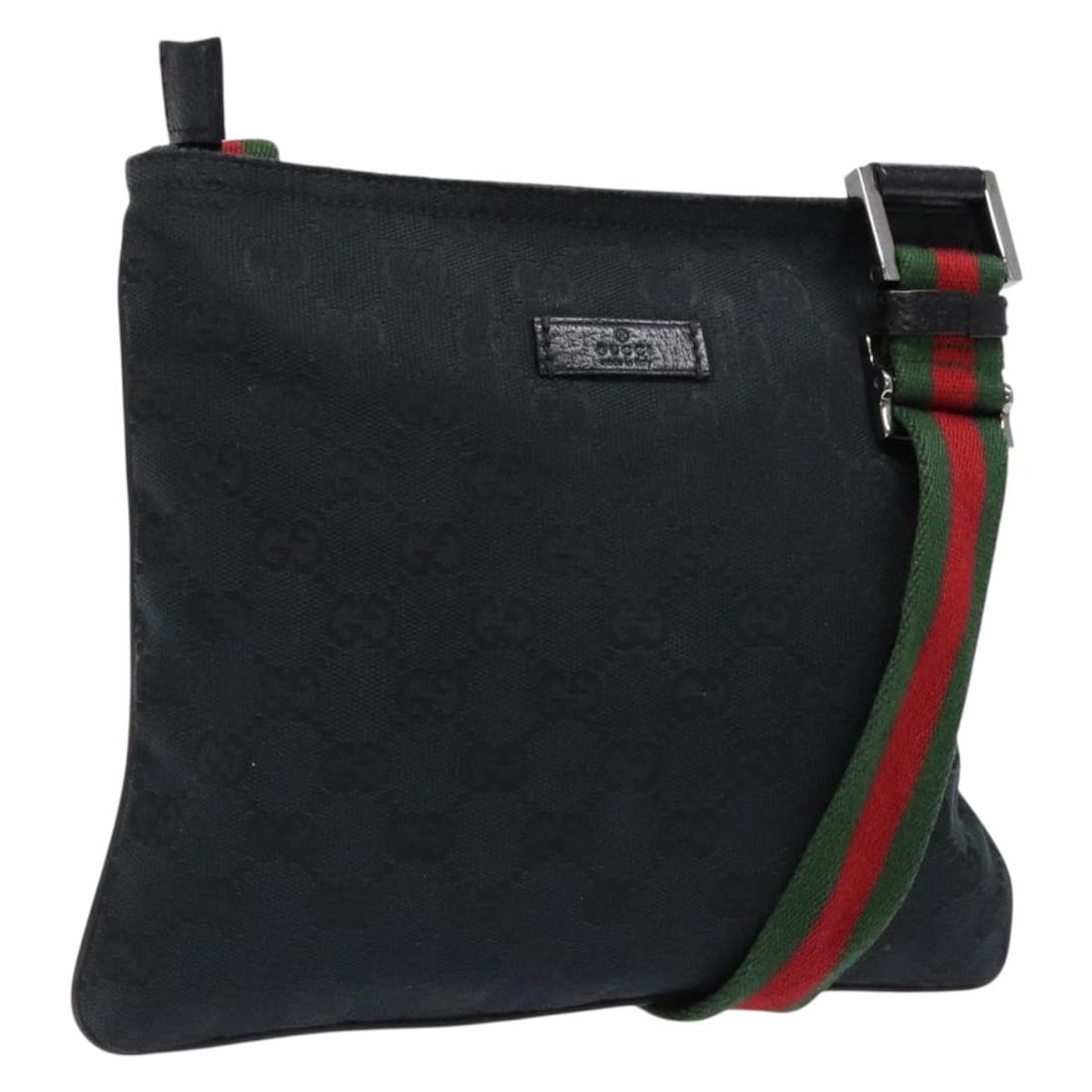 GUCCI GG Canvas Sherry Line Shoulder Bag Black Silver 146309 Auth: GUCCI GG Canvas Sherry Line Shoulder Bag Black Silver 146309 Auth This Gucci GG Canvas Web Sherry Line Shoulder Bag combines timeless elegance with practicality. Crafted from durable GG canvas in a so