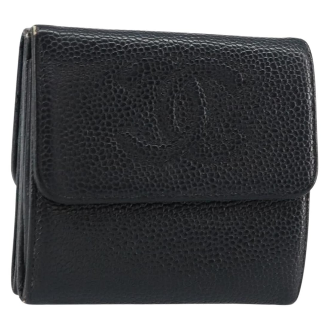 CHANEL Black Gold Caviar Skin Wallet Auth FM4996 (1 of 18)