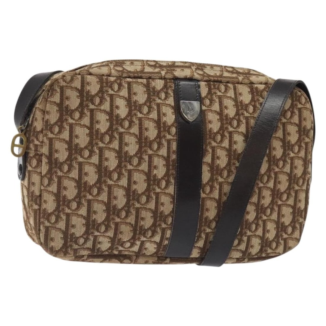 Christian Dior Brown Trotter Canvas Shoulder Bag Auth 131685: Christian Dior Brown Trotter Canvas Shoulder Bag Auth 131685 This authentic Christian Dior Trotter Canvas Shoulder Bag features a stylish brown exterior crafted from durable Trotter canvas. Designed f