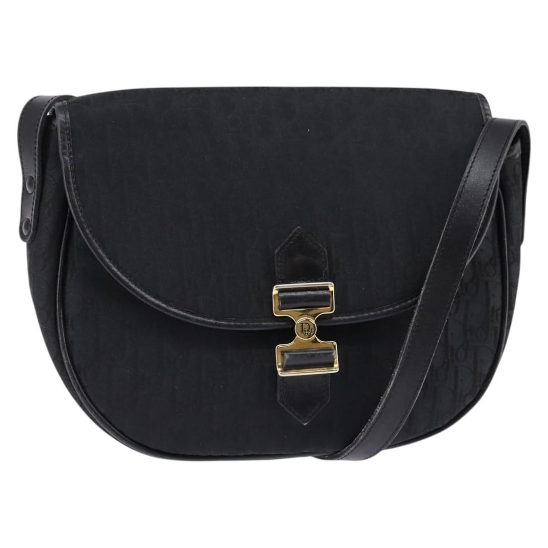 Christian Dior Black Gold Trotter Canvas Shoulder Bag Auth France: Christian Dior Black Gold Trotter Canvas Shoulder Bag Auth France Presenting a stunning Christian Dior Trotter Canvas Shoulder Bag, crafted in France with a sophisticated black and gold color combinat