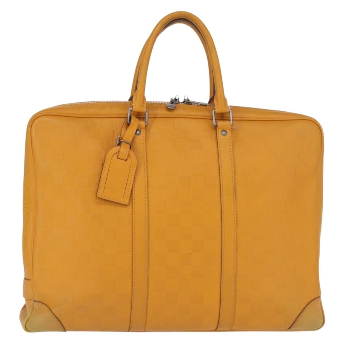 LOUIS VUITTON Damier Infini Solar Document Bag N41218 Auth: LOUIS VUITTON Damier Infini Solar Document Bag N41218 Auth The LOUIS VUITTON Damier Infini Porte Documents Voyage Bag in Solar is a sophisticated business bag crafted from luxurious Damier Infini leat