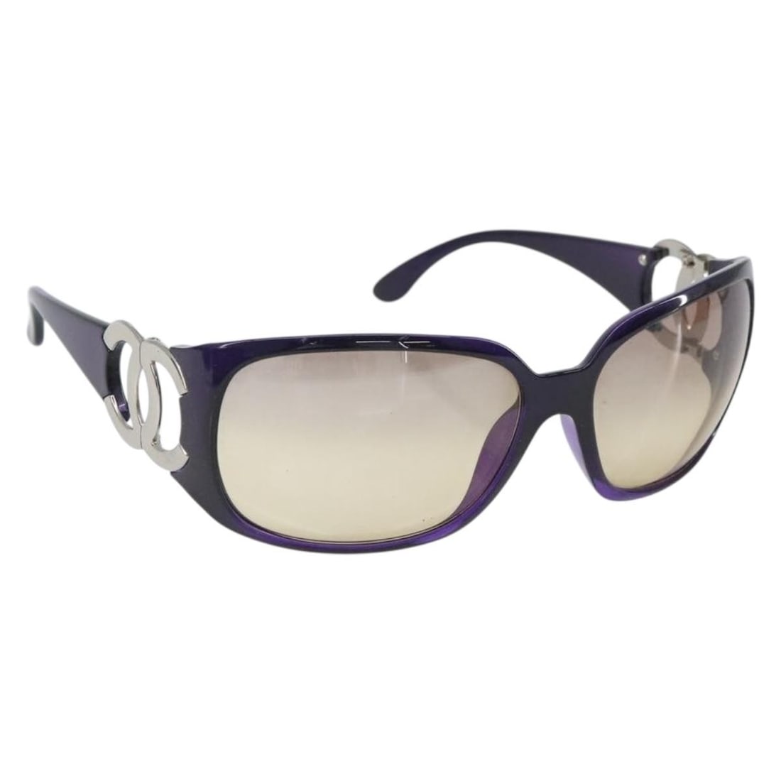Purple Plastic CHANEL Sunglasses with Case Model SW2002: Purple Plastic CHANEL Sunglasses with Case Model SW2002 These CHANEL sunglasses feature a stylish purple plastic frame, offering a chic and modern look. Made in Italy, they come with a matching sungla