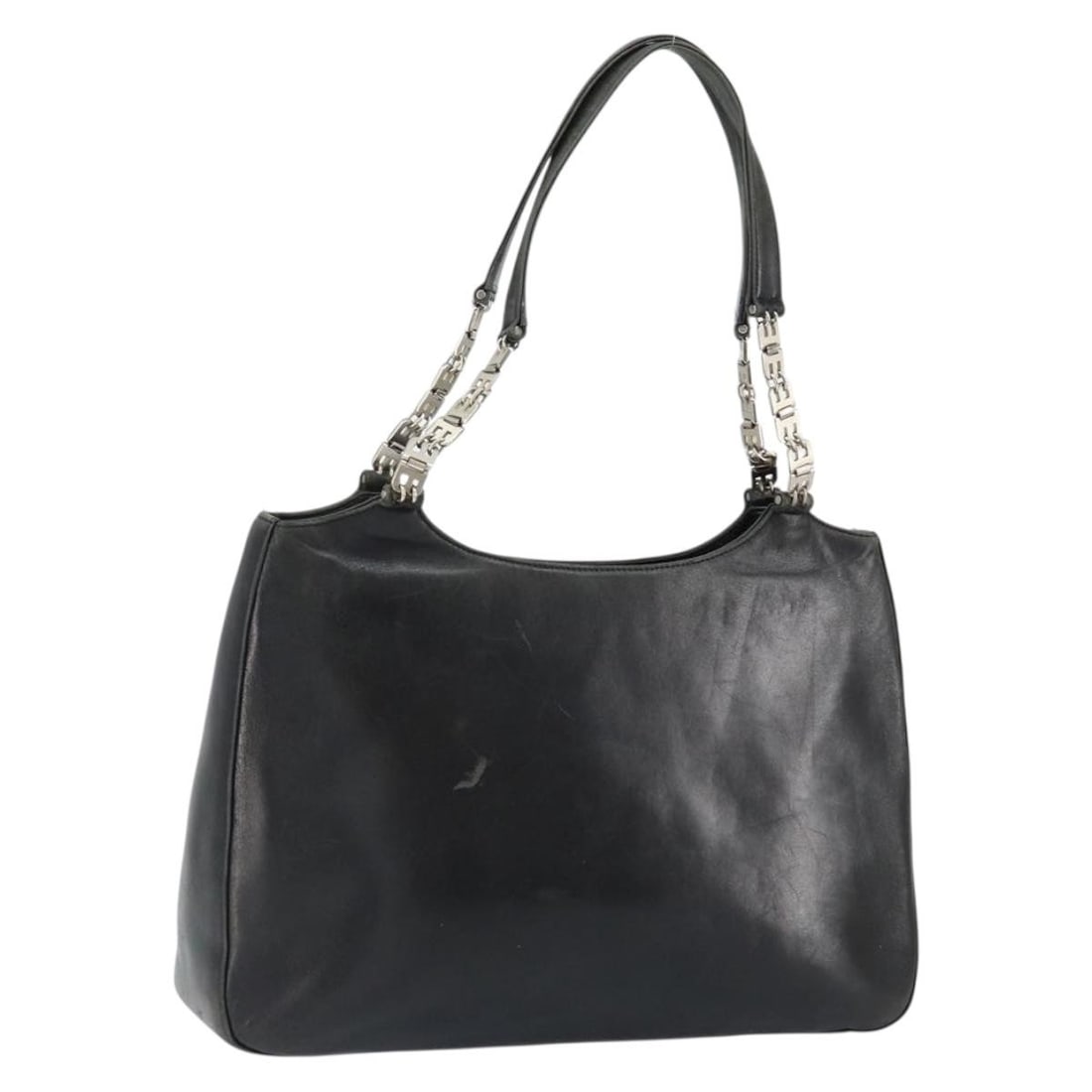 BALLY Black Leather Hand Bag with Silver Details Auth 152095 (1 of 18)