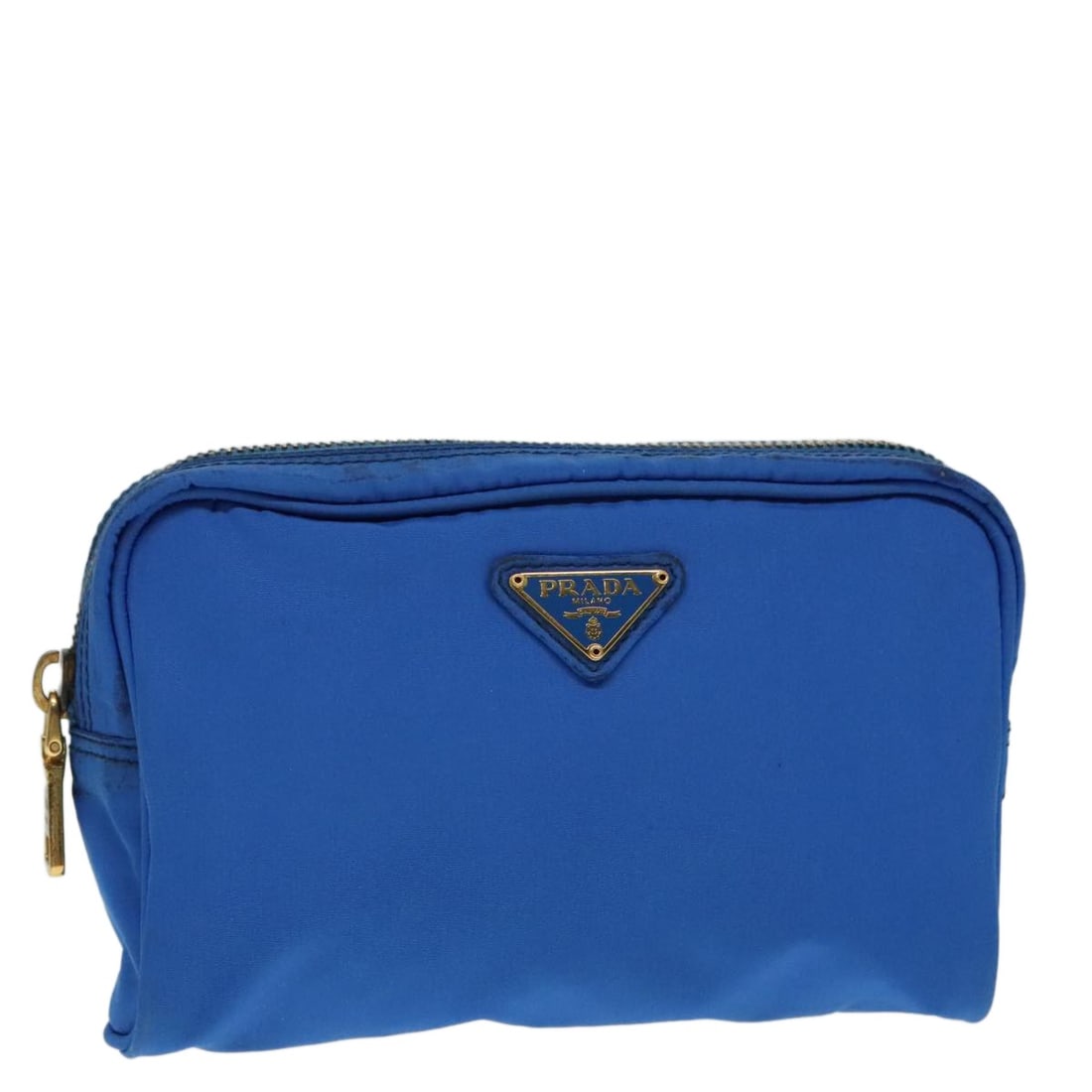 PRADA Blue Gold Nylon Pouch Made in Italy Auth 91930 (1 of 18)
