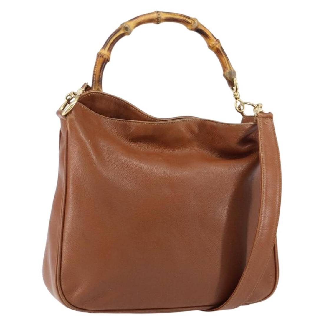 GUCCI Bamboo Leather Hand Bag Brown Gold 001 3444 1638 Auth (1 of 18)