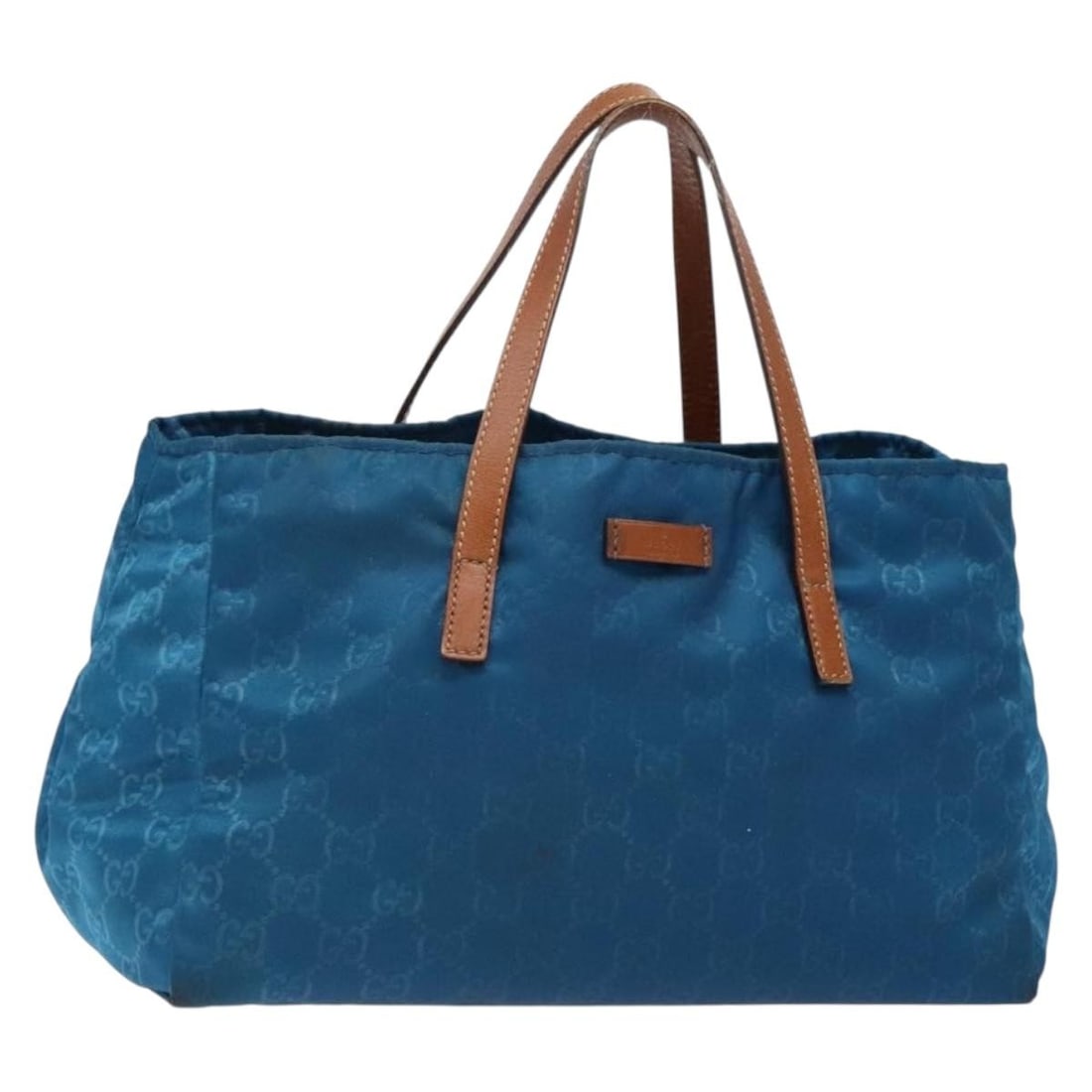 GUCCI GG Canvas Tote Bag Blue Nylon Leather Made in Italy (1 of 18)