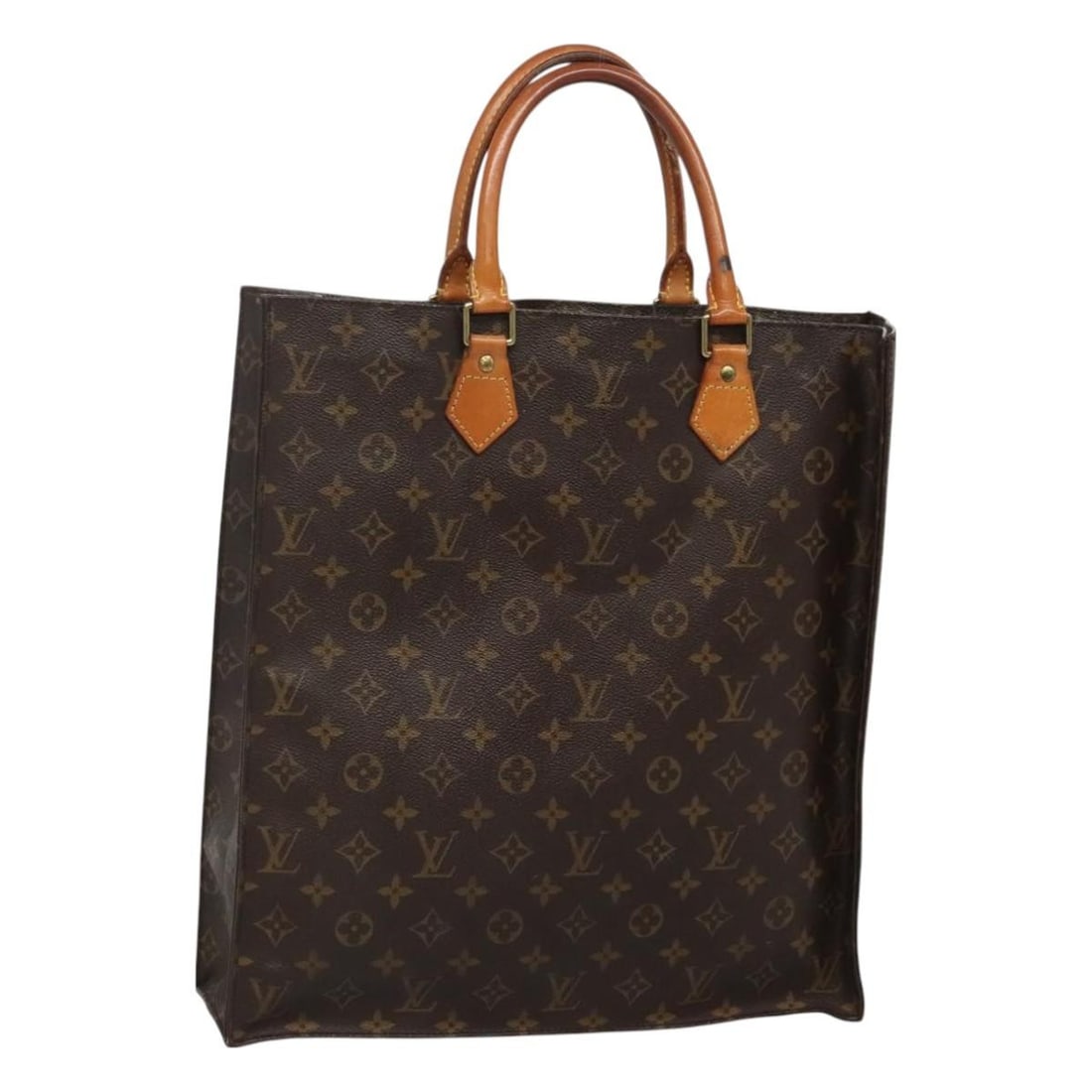 LOUIS VUITTON Monogram Sac Plat Hand Bag M51140 Auth France: LOUIS VUITTON Monogram Sac Plat Hand Bag M51140 Auth France This authentic LOUIS VUITTON Monogram Sac Plat Hand Bag (Model: M51140) showcases the iconic Monogram Canvas, making it a timeless accessory