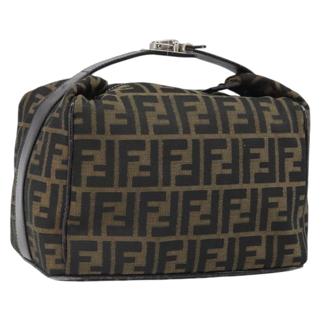 Fendi Zucca Canvas Black Brown Vanity Pouch Bag Made in Italy: Fendi Zucca Canvas Black Brown Vanity Pouch Bag Made in Italy This is a FENDI Zucca Canvas vanity pouch in black and brown. The pouch features the signature Zucca canvas exterior and is crafted in Ita