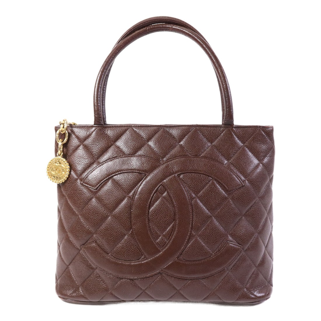 Brown Calfskin CHANEL Vintage Tote with CC Logo and Gold Hardware (1 of 16)