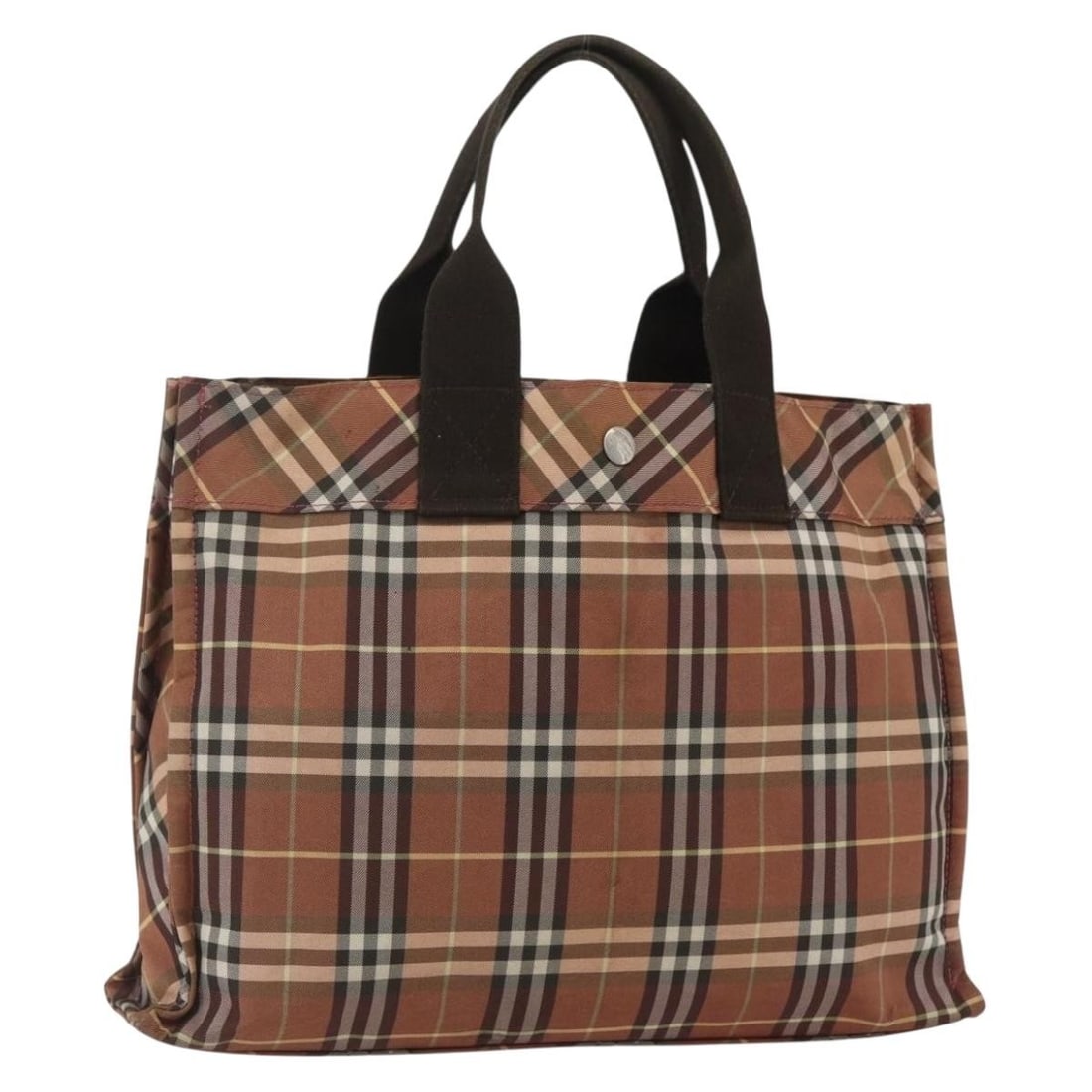 Burberry Blue Label Brown Silver Nylon Nova Check Tote Handbag Japan: Burberry Blue Label Brown Silver Nylon Nova Check Tote Handbag Japan This Burberry Nova Check Blue Label tote bag features a classic design crafted from nylon in brown and silver tones. The tote offer