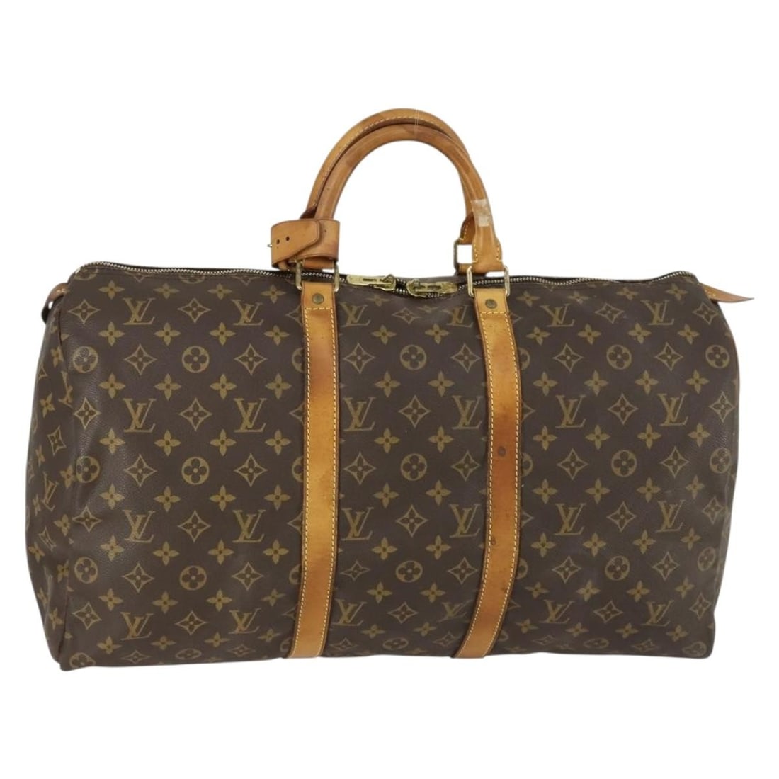 Louis Vuitton Keepall 50 Monogram Canvas Boston Bag M41426 France: Louis Vuitton Keepall 50 Monogram Canvas Boston Bag M41426 France This Louis Vuitton Monogram Keepall 50 Boston Bag features the signature monogram canvas and classic Boston bag silhouette. The bag is
