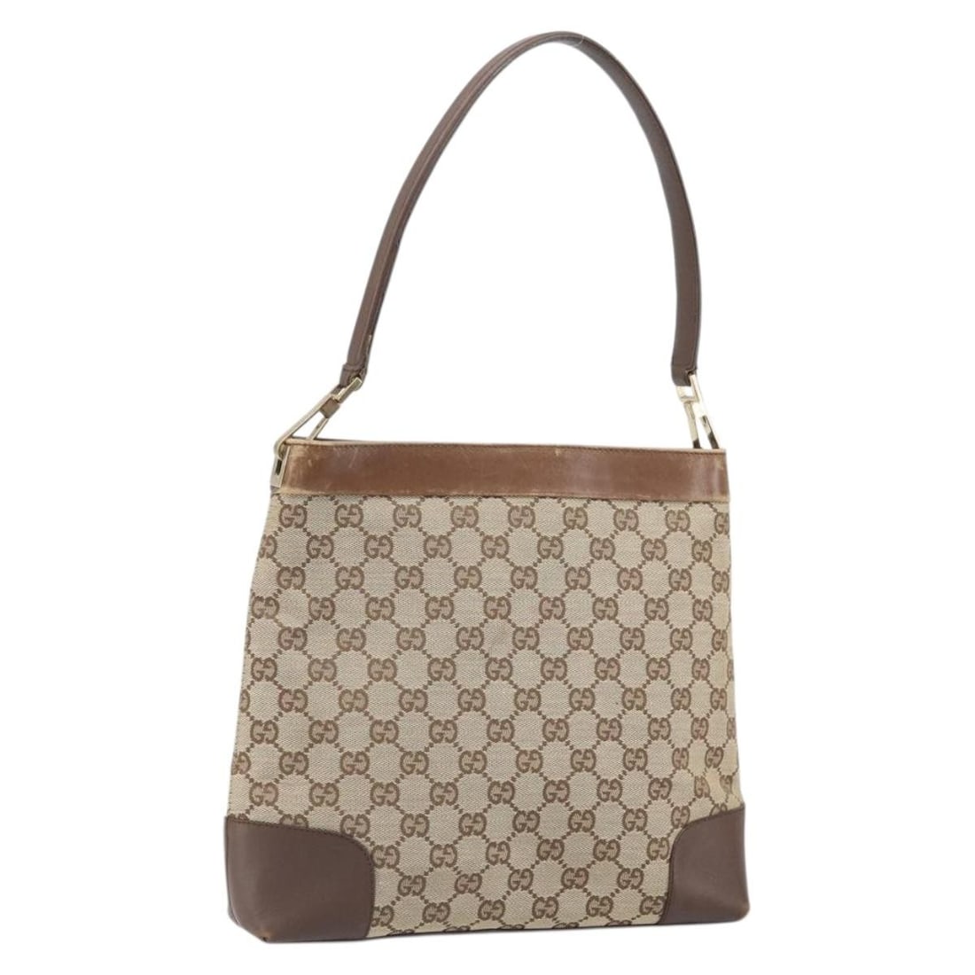 Beige Gold GG Canvas Shoulder Bag by Gucci Model 001 4231 2123: Beige Gold GG Canvas Shoulder Bag by Gucci Model 001 4231 2123 This Gucci GG Canvas shoulder bag features a beige and gold color scheme with the signature GG canvas exterior. The bag includes a should