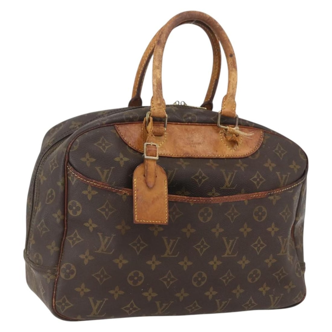 Louis Vuitton Deauville Monogram Canvas Handbag M47270 with Name Tag: Louis Vuitton Deauville Monogram Canvas Handbag M47270 with Name Tag This is a Louis Vuitton Deauville handbag crafted from signature Monogram canvas. The bag features a spacious interior, dual top ha