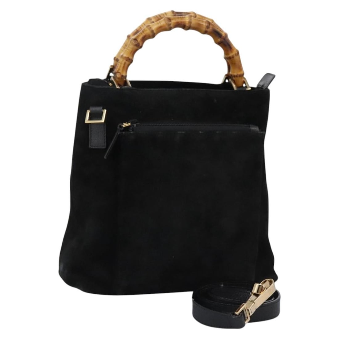 GUCCI Bamboo Suede Hand Bag Black Gold 000 2265 0581 Italy Auth: GUCCI Bamboo Suede Hand Bag Black Gold 000 2265 0581 Italy Auth This stylish GUCCI Bamboo Hand Bag is crafted from luxurious black suede, featuring elegant gold accents that enhance its sophisticated
