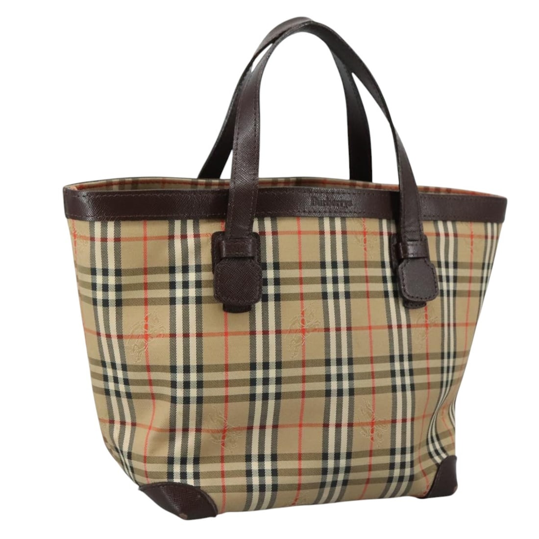 Burberrys Nova Check Hand Bag Canvas Beige Brown Silver Auth: Burberrys Nova Check Hand Bag Canvas Beige Brown Silver Auth This Burberrys Nova Check Hand Bag combines classic style with practicality. Made from durable canvas in a chic beige, brown, and silver co