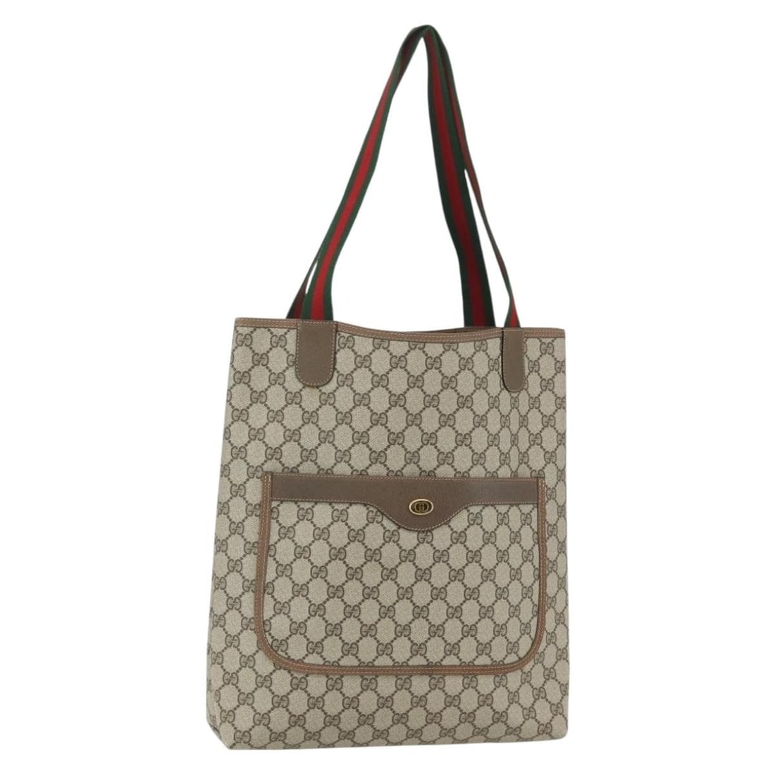 GUCCI GG Supreme Sherry Line Beige Red Tote Bag PVC Auth 39 02 003 (1 of 18)