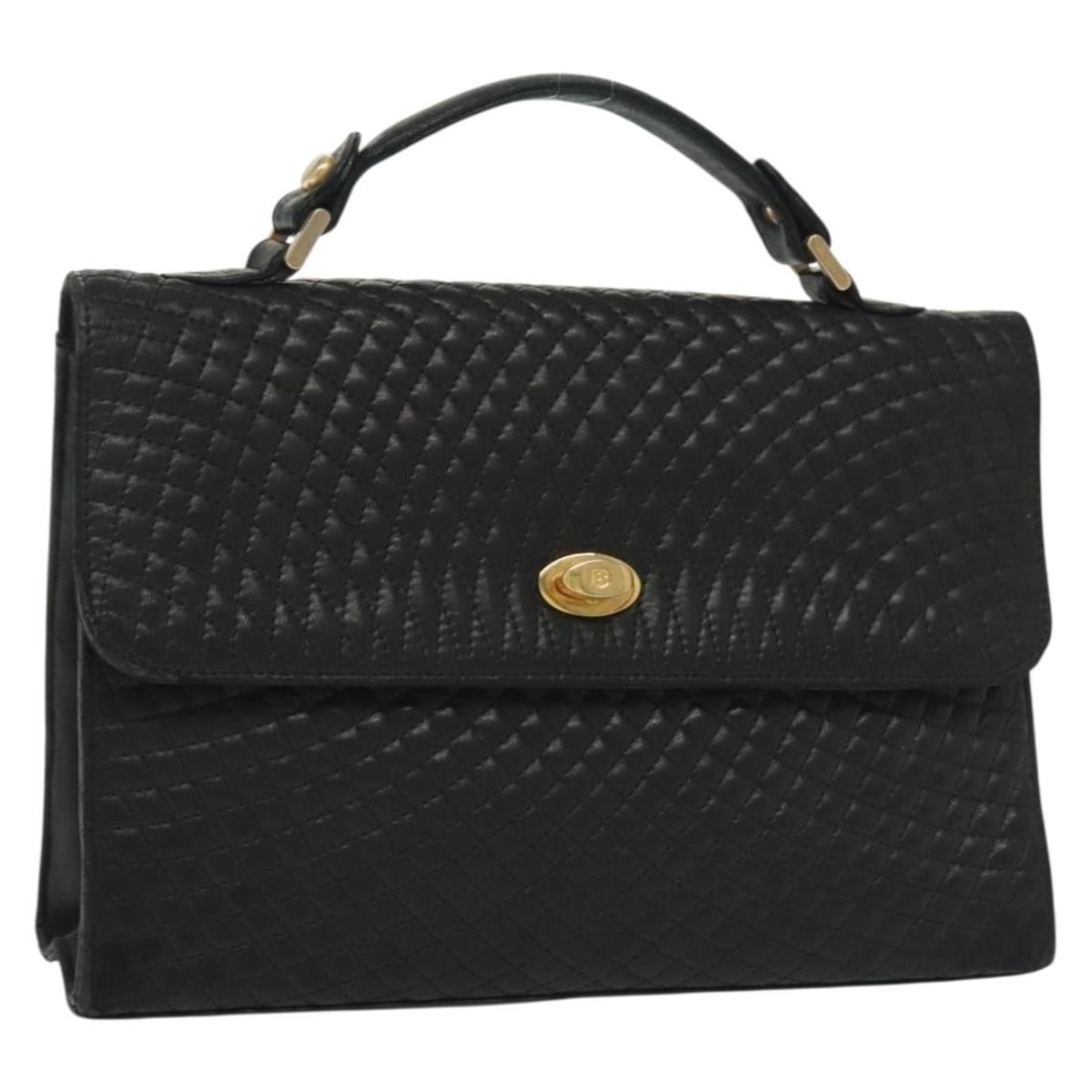 BALLY Leather Hand Bag Black Gold Made in Italy (1 of 18)