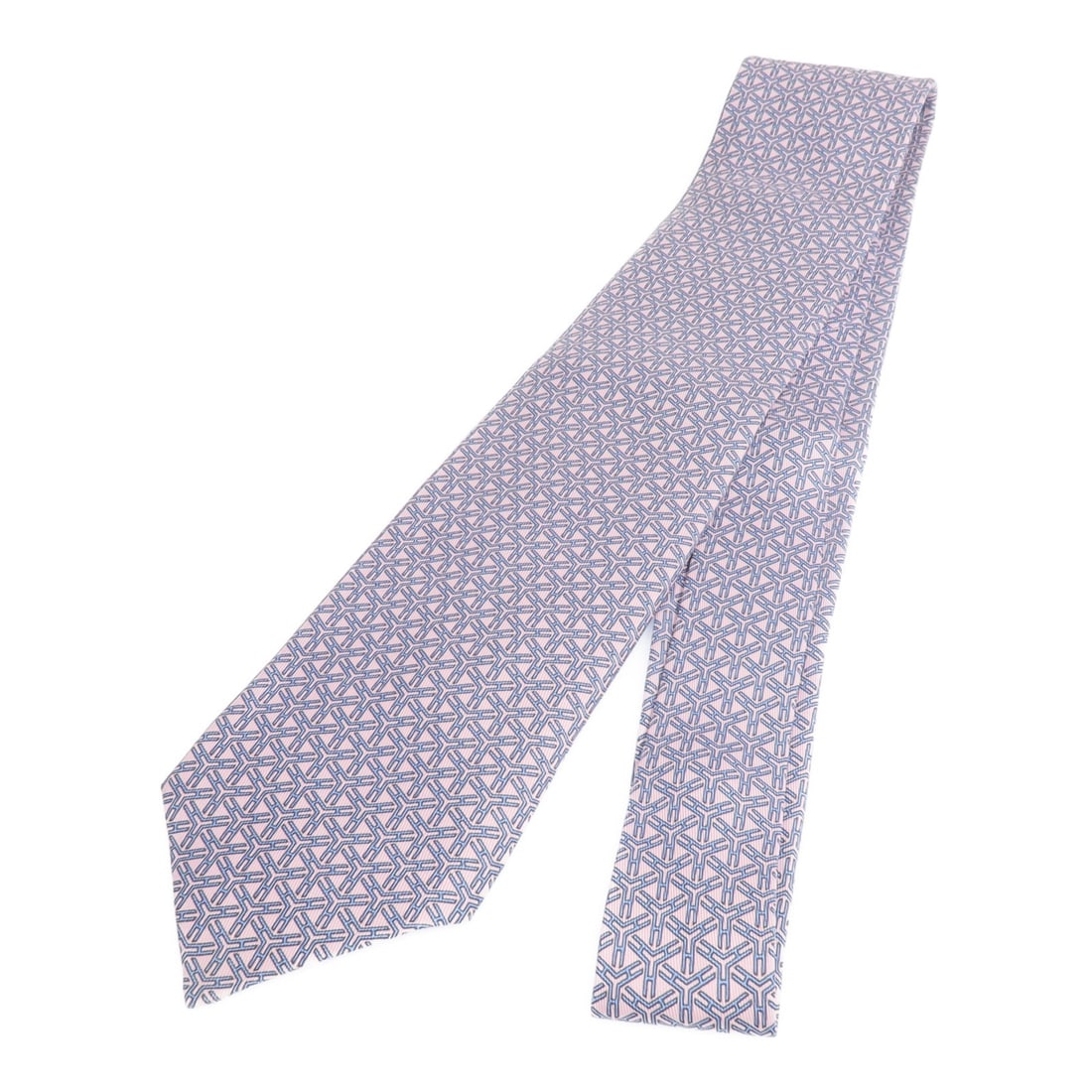 Silk Pink and Blue Tie by Hermes France (1 of 8)