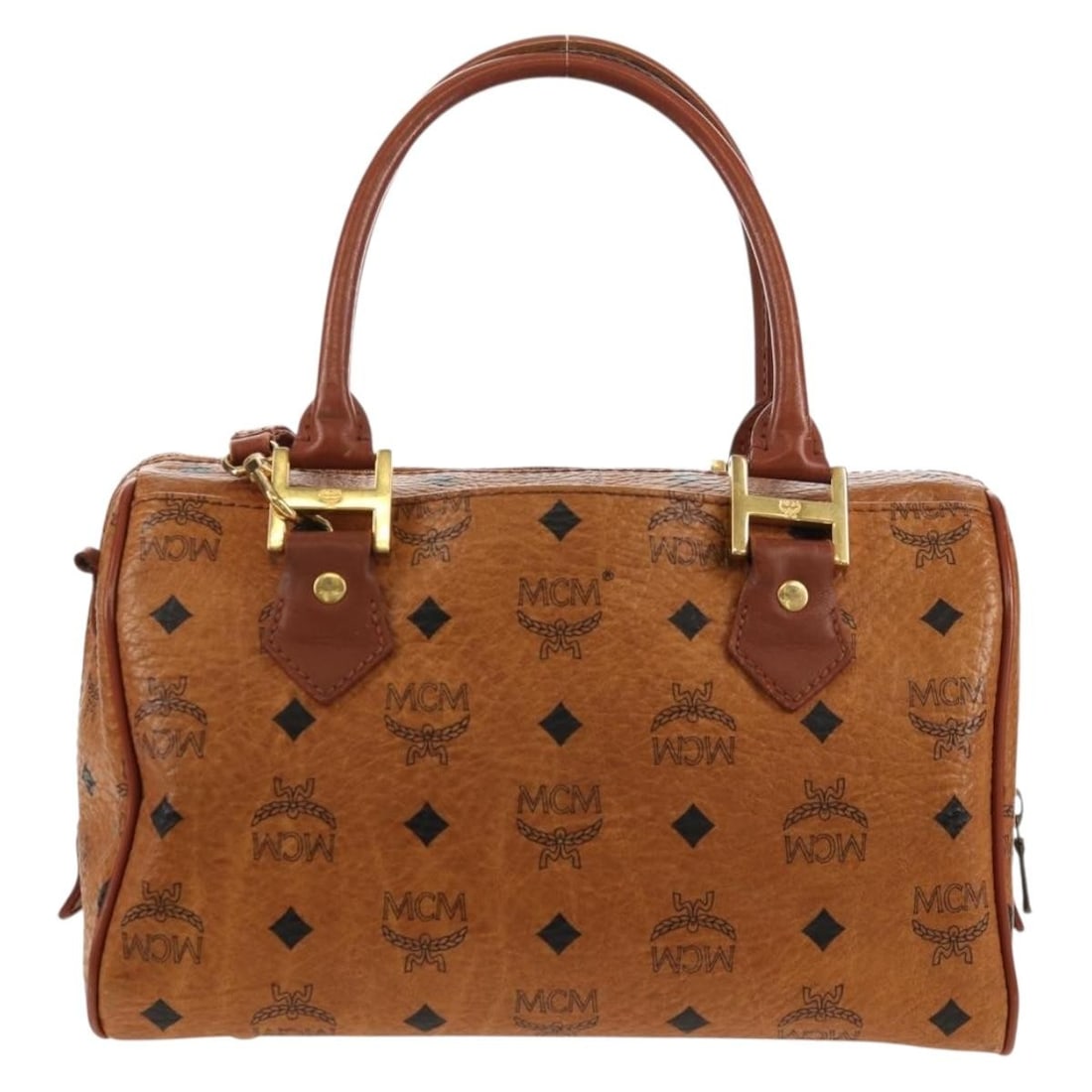 MCM Vicetos Brown PVC Leather Handbag with Shoulder Strap Two Way Design - 2