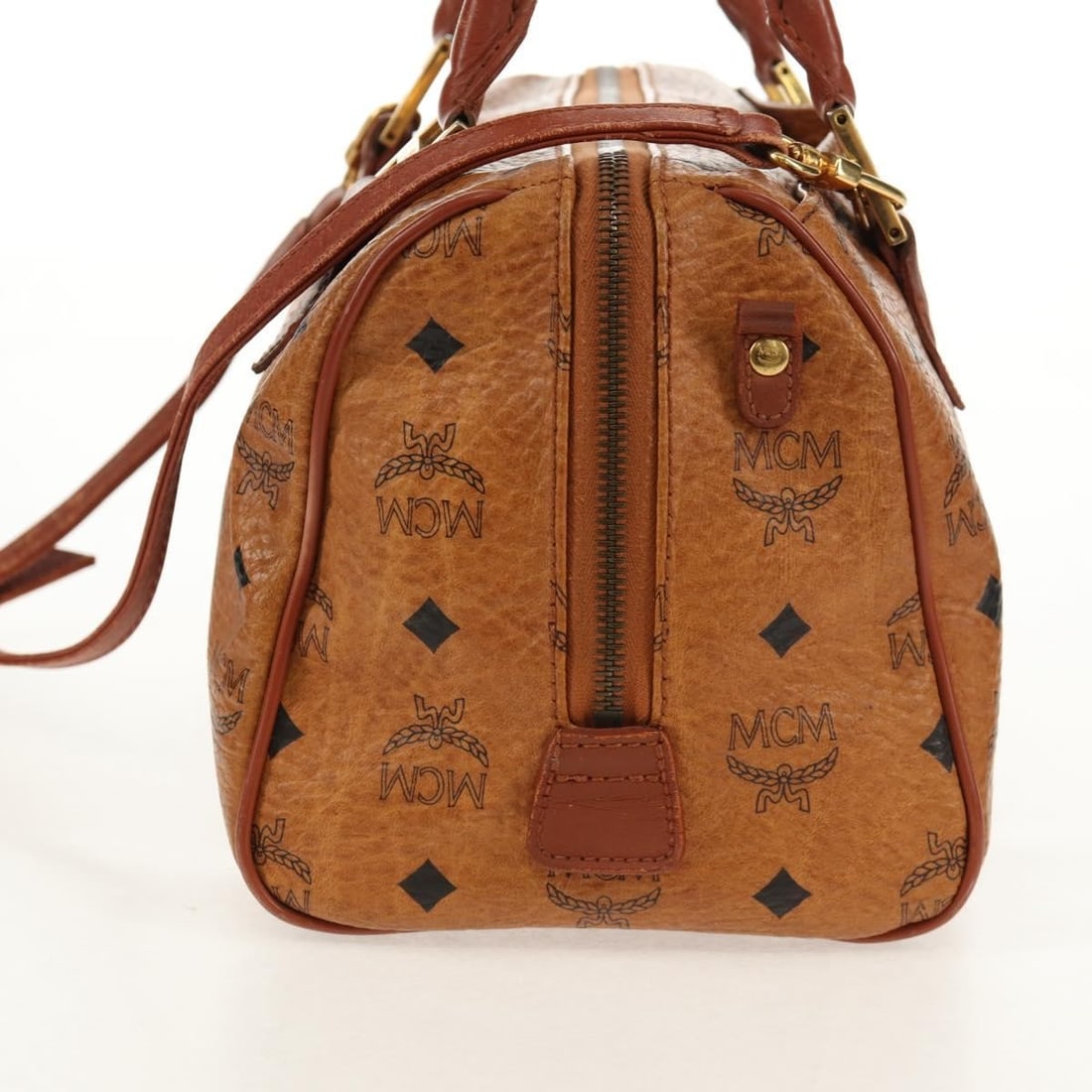 MCM Vicetos Brown PVC Leather Handbag with Shoulder Strap Two Way Design - 3