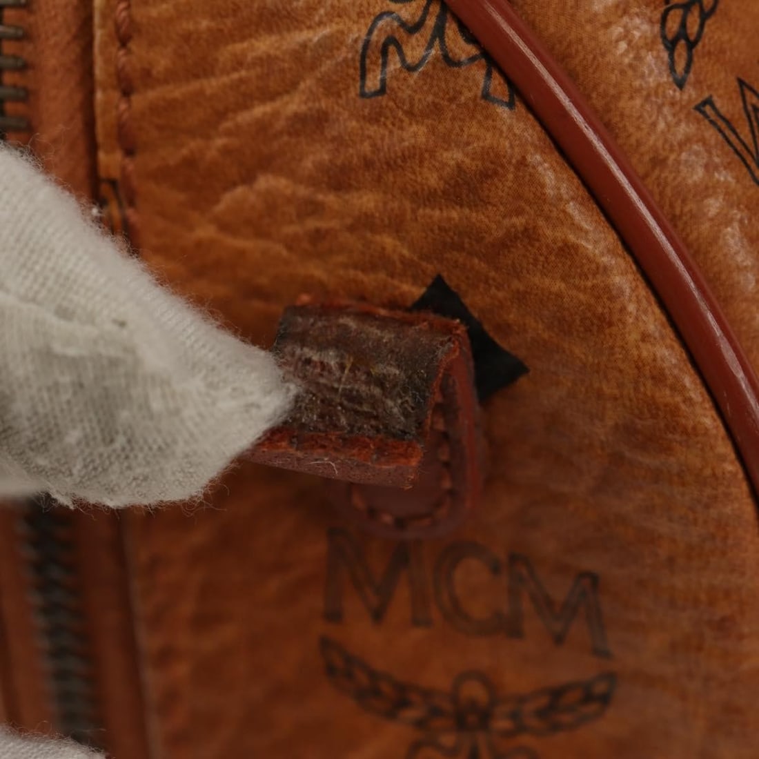 MCM Vicetos Brown PVC Leather Handbag with Shoulder Strap Two Way Design - 4