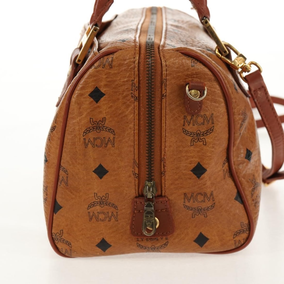 MCM Vicetos Brown PVC Leather Handbag with Shoulder Strap Two Way Design - 5