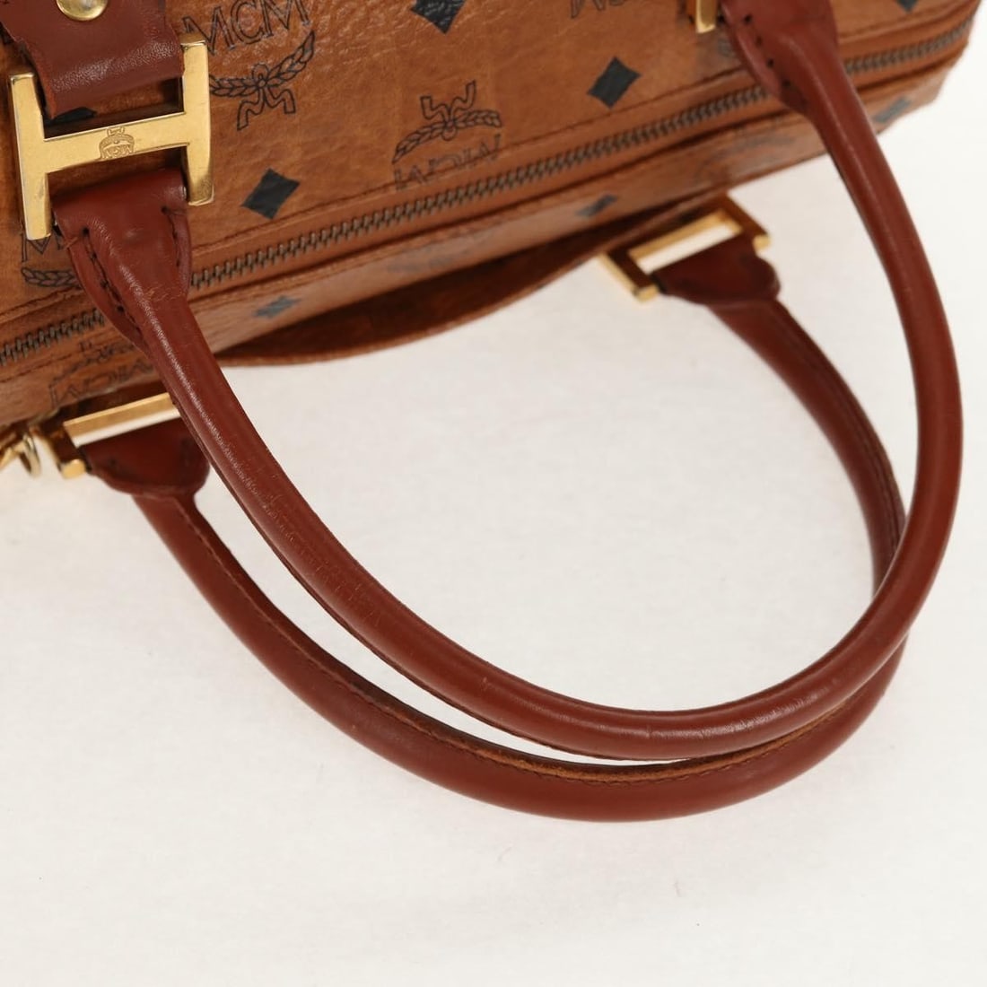 MCM Vicetos Brown PVC Leather Handbag with Shoulder Strap Two Way Design - 7