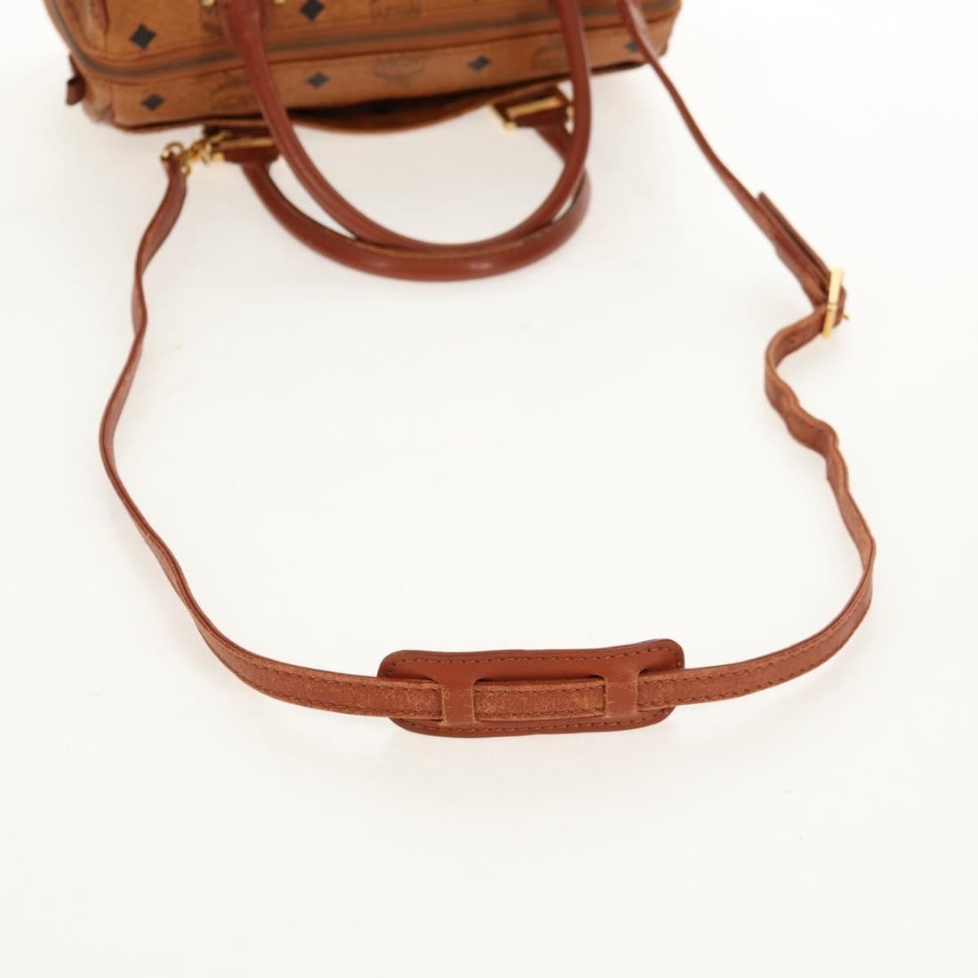 MCM Vicetos Brown PVC Leather Handbag with Shoulder Strap Two Way Design - 8