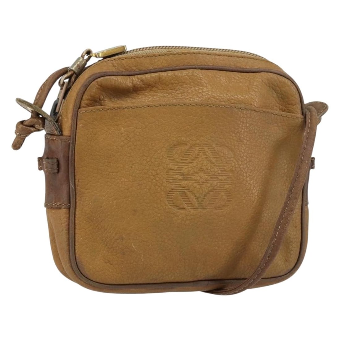 LOEWE Beige Gold Leather Shoulder Bag Spain Authentic: LOEWE Beige Gold Leather Shoulder Bag Spain Authentic This stylish LOEWE shoulder bag is crafted from high-quality leather in a beautiful beige and gold color combination. Designed for both elegance a