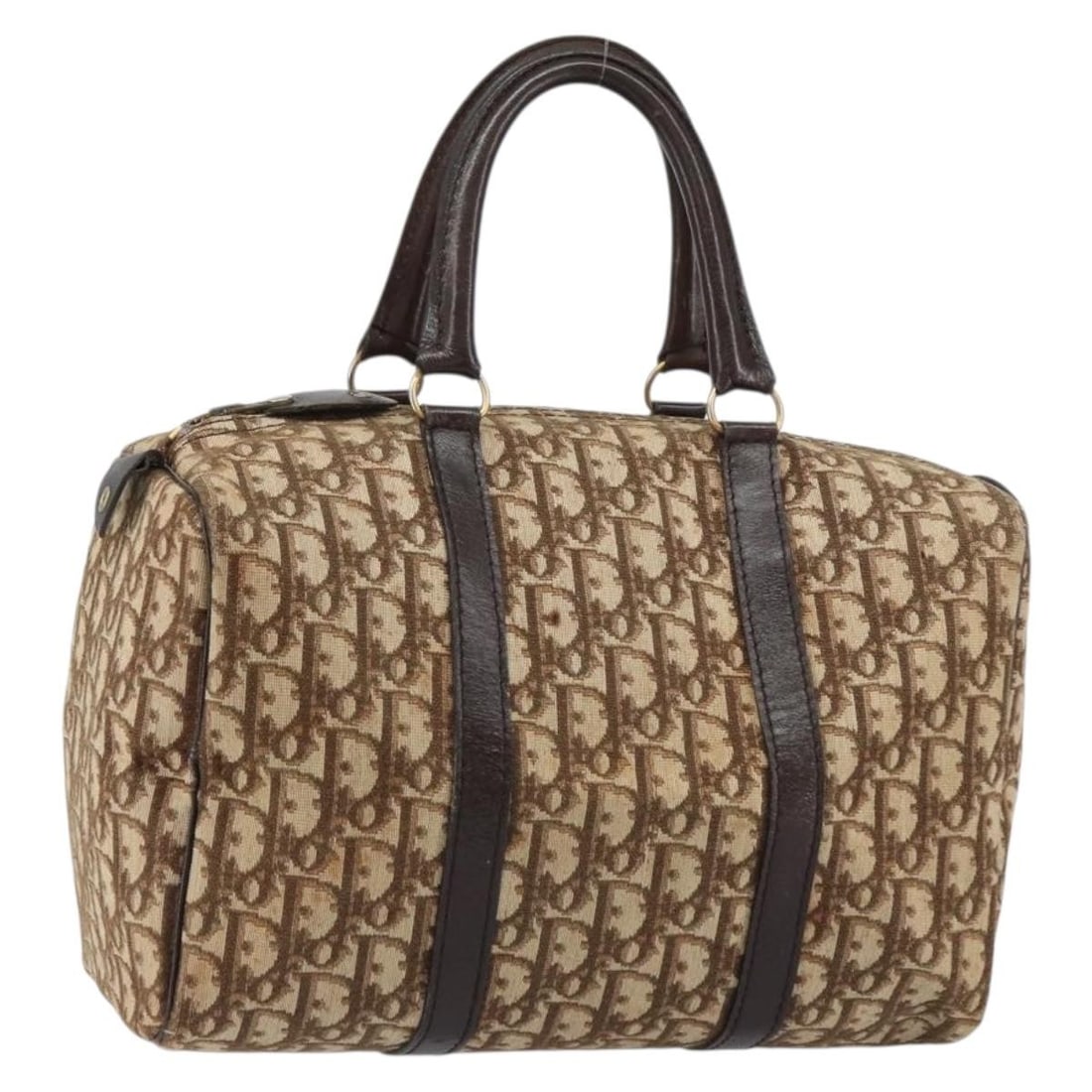 Beige Gold Christian Dior Trotter Canvas Boston Bag Handbag France (1 of 18)