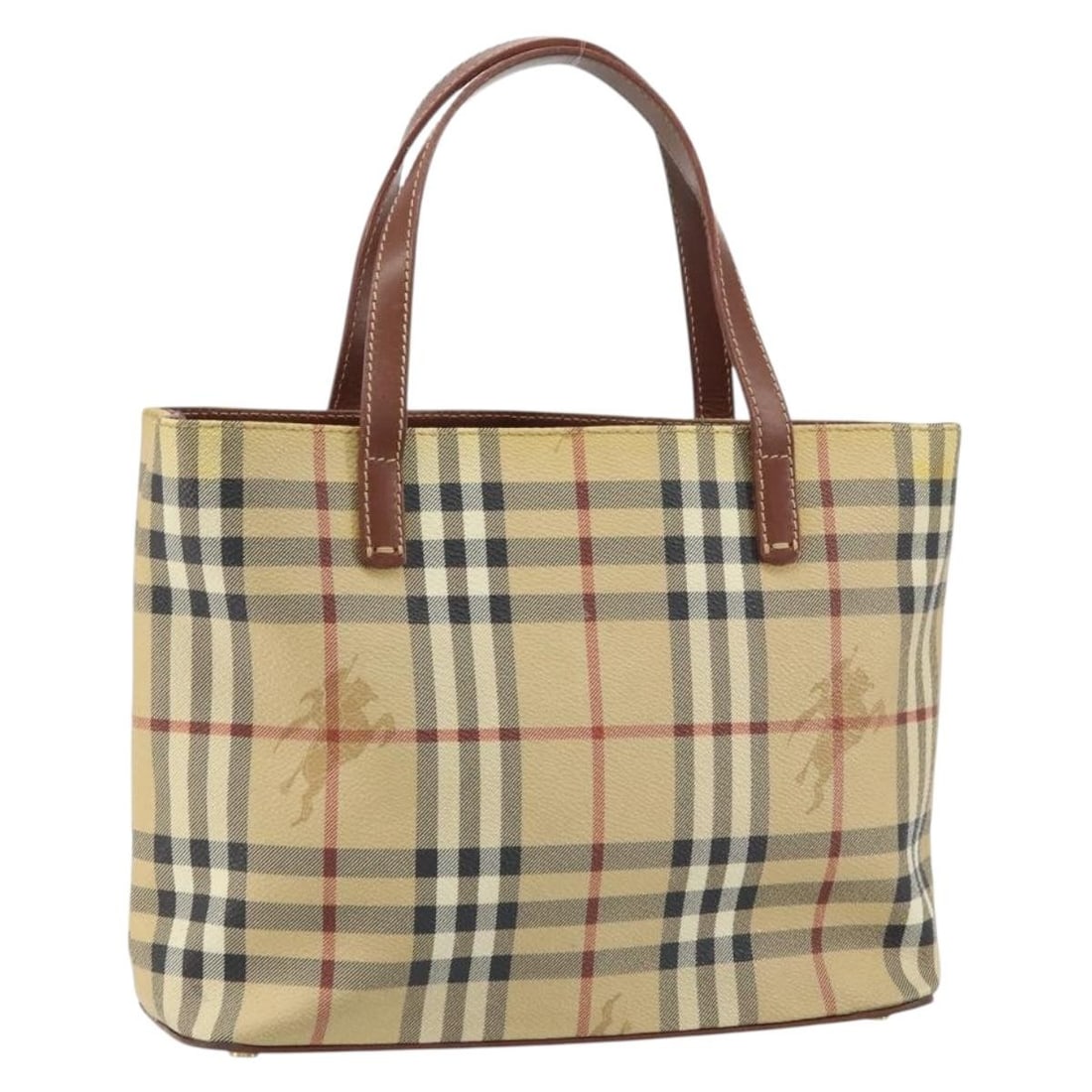 BURBERRY Nova Check Hand Bag Beige Gold PVC Italy Auth BA8952 (1 of 18)