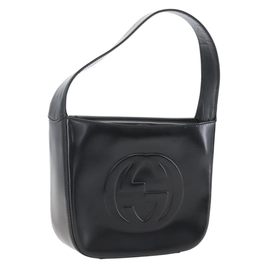 Black Silver Enamel GUCCI 007 0249 Handbag from Italy: Black Silver Enamel GUCCI 007 0249 Handbag from Italy This GUCCI hand bag features a sleek black and silver enamel exterior with silver-tone hardware. The bag is crafted in Italy and includes a top ha