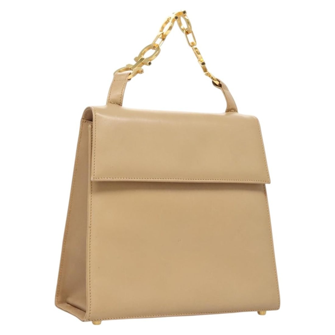 Salvatore Ferragamo Beige Gold Leather Handbag Auth BA2524 Italy (1 of 18)