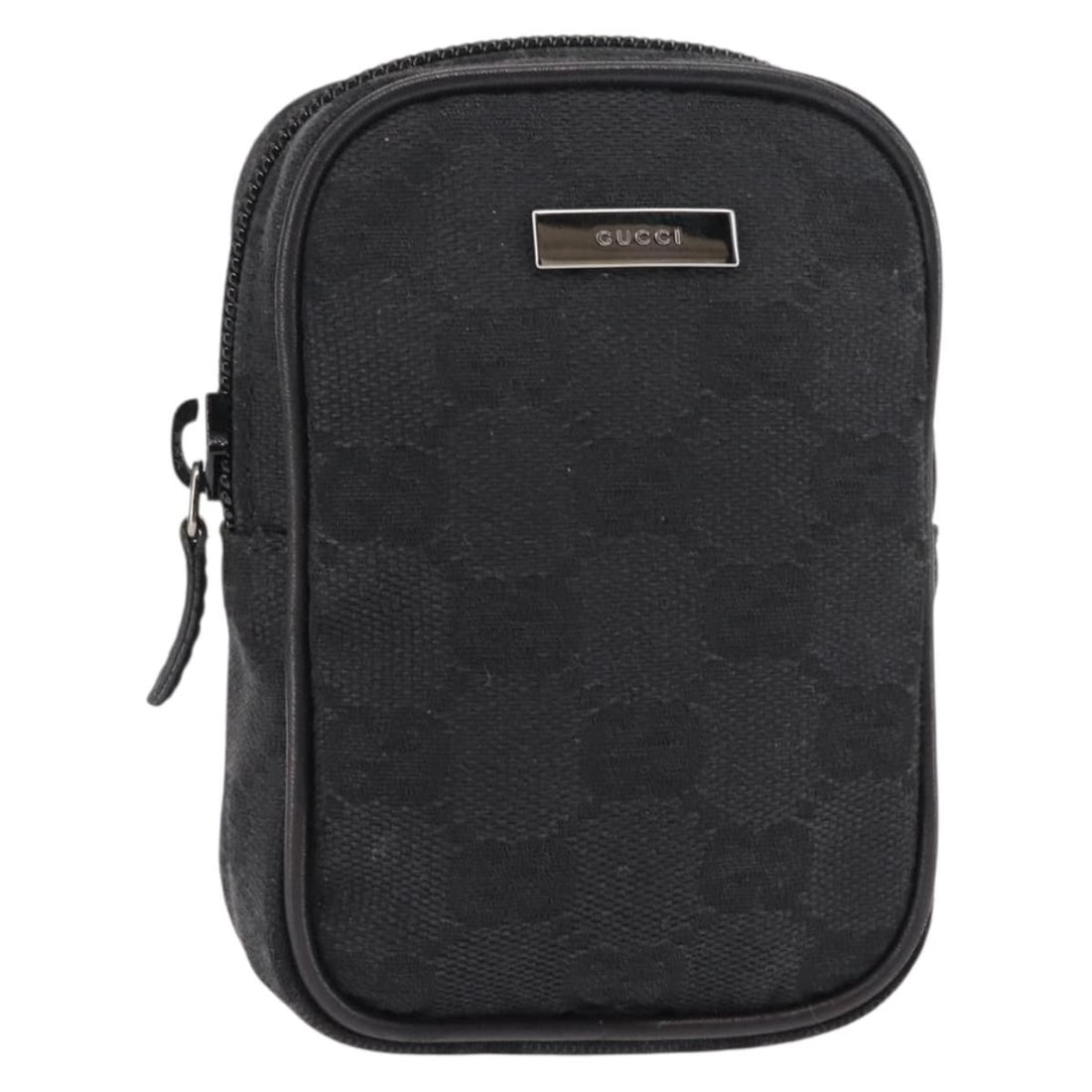 GUCCI GG Canvas Pouch Black Silver 74245 Authentic Made in Italy: GUCCI GG Canvas Pouch Black Silver 74245 Authentic Made in Italy This authentic GUCCI GG Canvas Pouch is a stylish accessory, crafted in Italy from high-quality GG Canvas in a striking black and silve