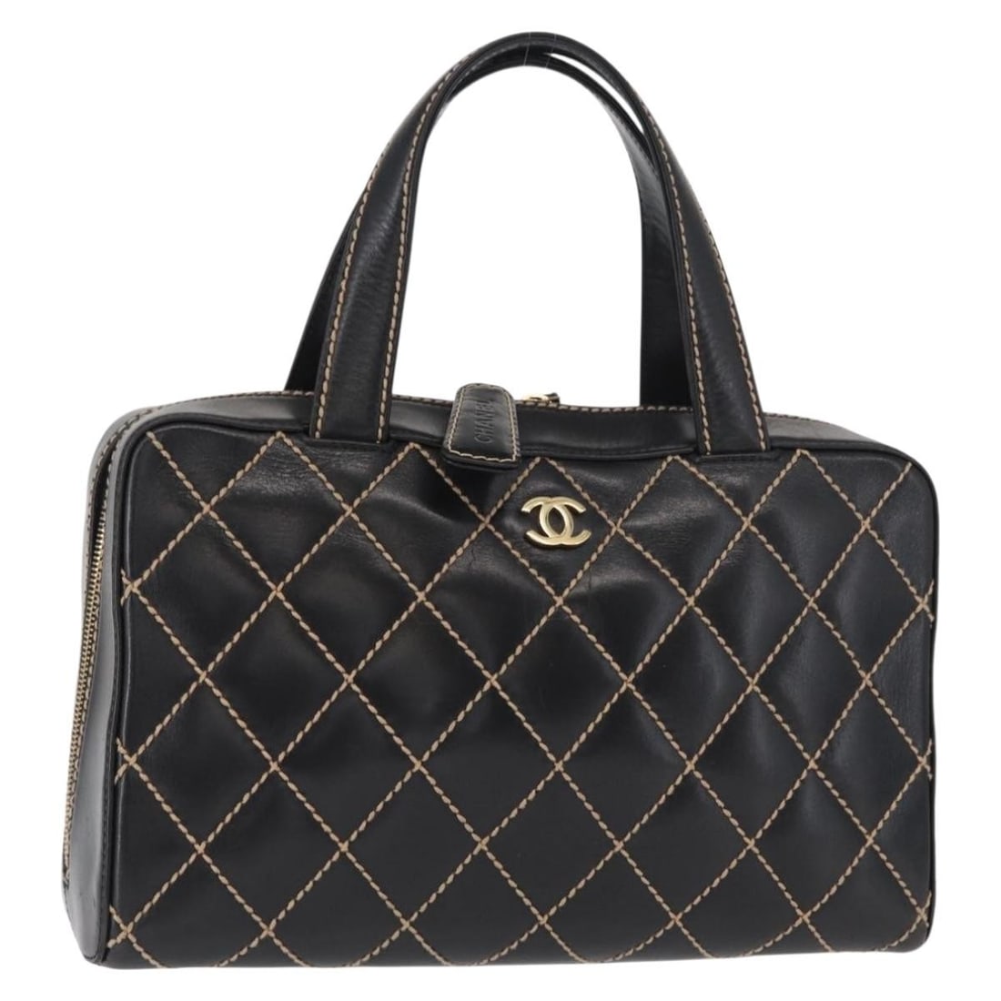 Chanel Wild Stitch Black Leather Handbag with Gold CC and Guarantee Card (1 of 18)