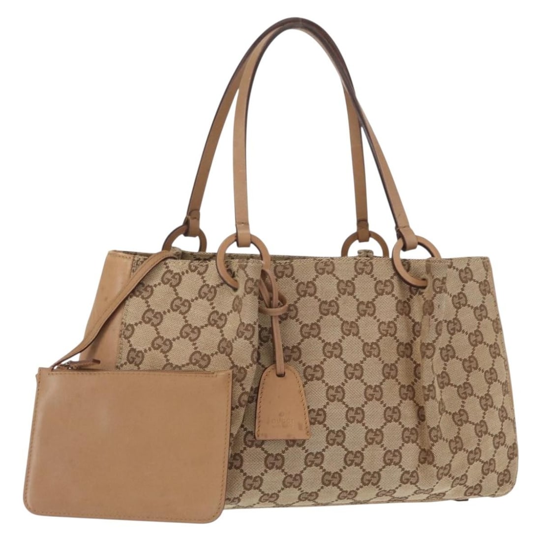 Beige Gold GG Canvas Gucci Tote Bag with Pouch Italy 94898 (1 of 18)