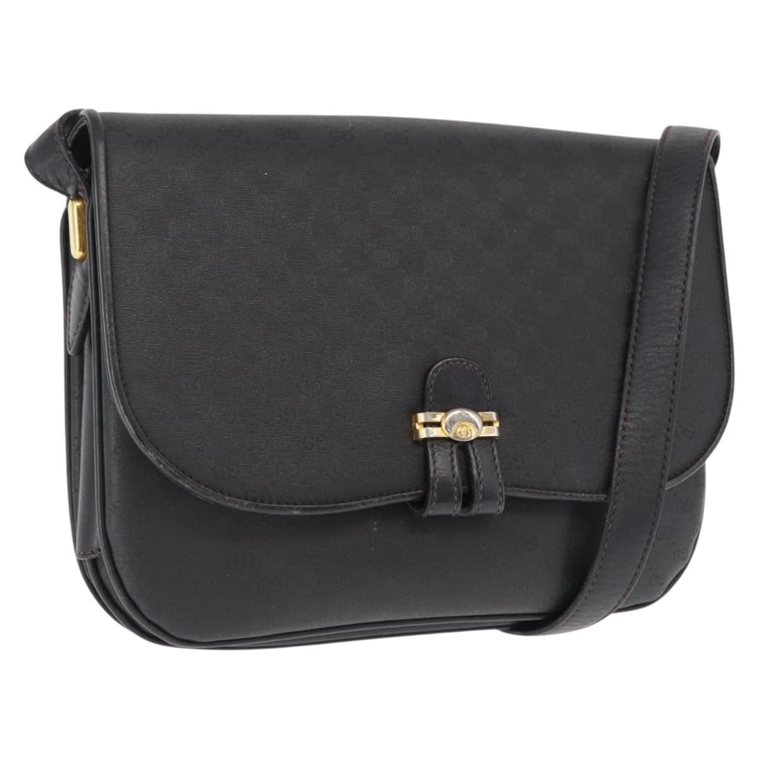 Gucci Micro GG Supreme Black PVC Shoulder Bag Model 001 406 1780 Italy: Gucci Micro GG Supreme Black PVC Shoulder Bag Model 001 406 1780 Italy This GUCCI Micro GG Supreme shoulder bag features a black and gold color scheme and is crafted from PVC leather with micro GG can