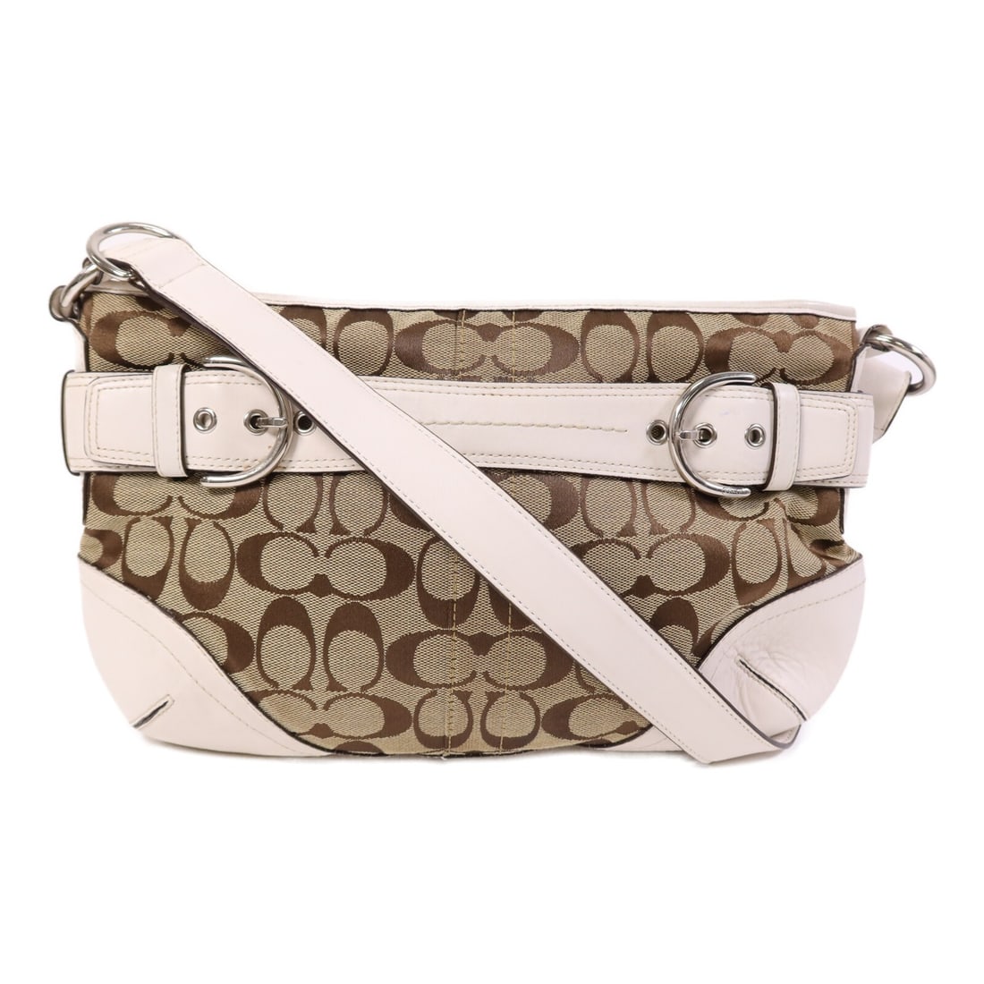 Coach Soho F07077 White Canvas Hobo Shoulder Bag: Coach Soho F07077 White Canvas Hobo Shoulder Bag This COACH Soho Hobo Shoulder Bag features a white canvas exterior, offering a classic and versatile style. Designed as a regular size shoulder bag, it