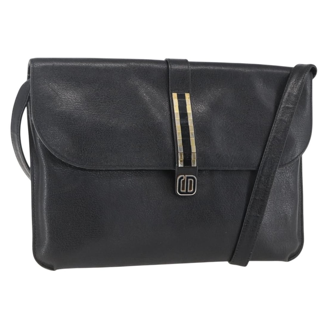 Black Leather Christian Dior Shoulder Bag Gold Accents France: Black Leather Christian Dior Shoulder Bag Gold Accents France This Christian Dior shoulder bag is crafted from black leather with gold-tone accents. Made in France, it features a compact and sleek des