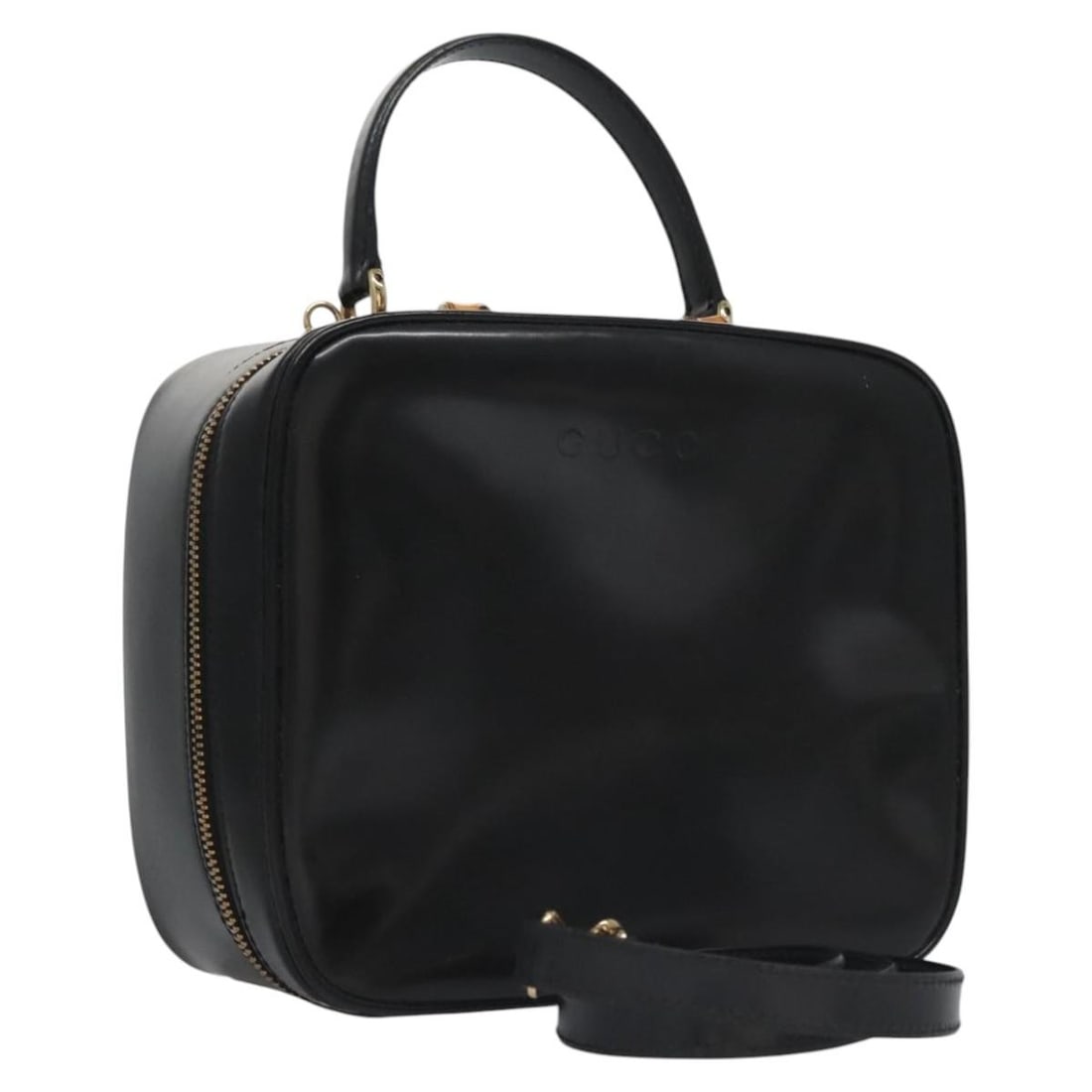 GUCCI Black Vanity Bamboo Pouch Enamel 000 2040 0323 Auth Italy: GUCCI Black Vanity Bamboo Pouch Enamel 000 2040 0323 Auth Italy This GUCCI Vanity Bamboo Pouch is a stylish and versatile accessory that features a sleek black enamel exterior. Designed in Italy, this