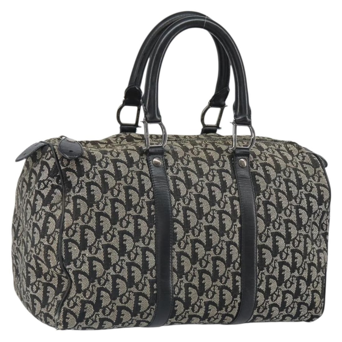 Christian Dior Boston Bag Black Trotter Canvas Silver Hardware Italy: Christian Dior Boston Bag Black Trotter Canvas Silver Hardware Italy This Christian Dior Boston bag features the iconic Trotter canvas in black and silver. Crafted in Italy, the bag offers a spacious