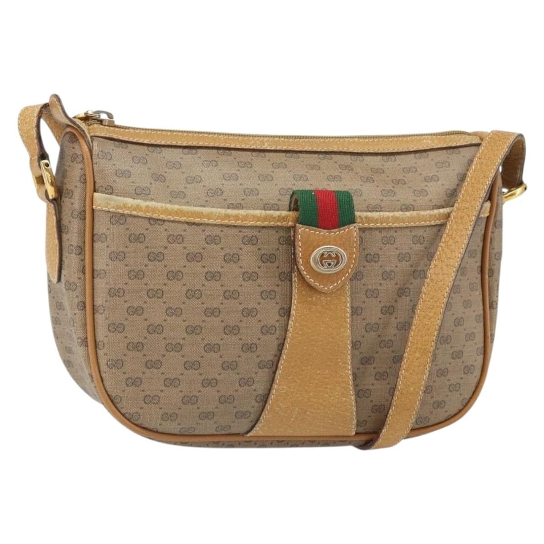 Gucci Micro GG Supreme Sherry Web Beige PVC Shoulder Bag 89 02 032: Gucci Micro GG Supreme Sherry Web Beige PVC Shoulder Bag 89 02 032 This GUCCI Micro GG Supreme Web Sherry Line shoulder bag features a beige and gold color scheme in PVC leather and micro small GG can