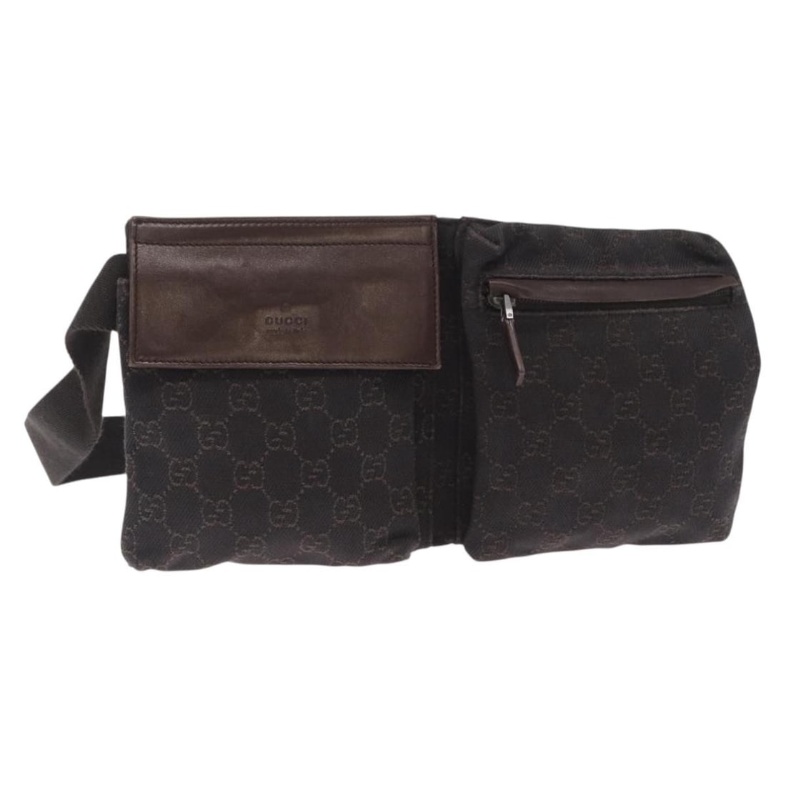 Black GG Canvas Gucci Waist Bag 28566 with Silver Accents (1 of 18)