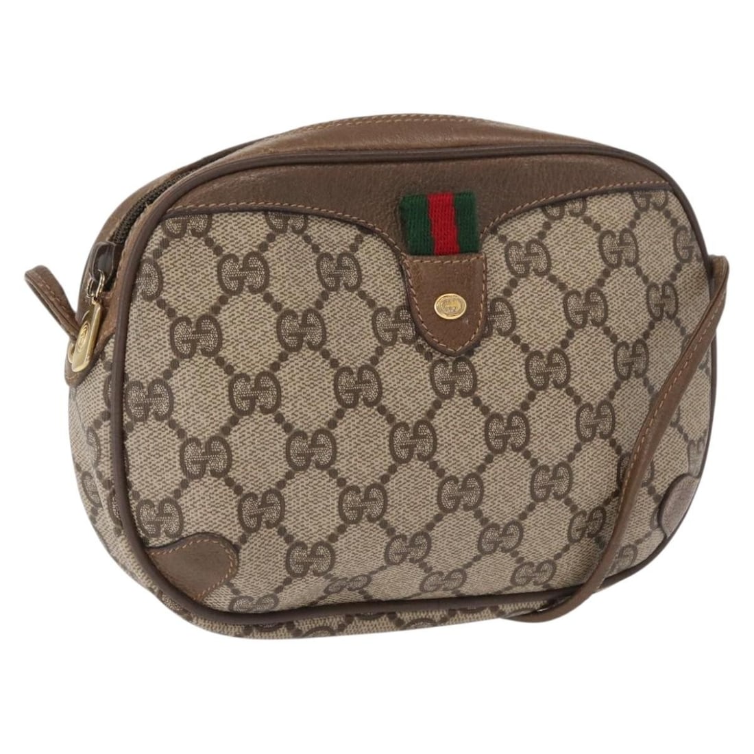 Gucci GG Supreme Sherry Line Beige PVC Shoulder Bag 89 02 066: Gucci GG Supreme Sherry Line Beige PVC Shoulder Bag 89 02 066 This is a GUCCI GG Supreme Web Sherry Line shoulder bag crafted from PVC leather and GG canvas in beige and gold tones. The bag features a