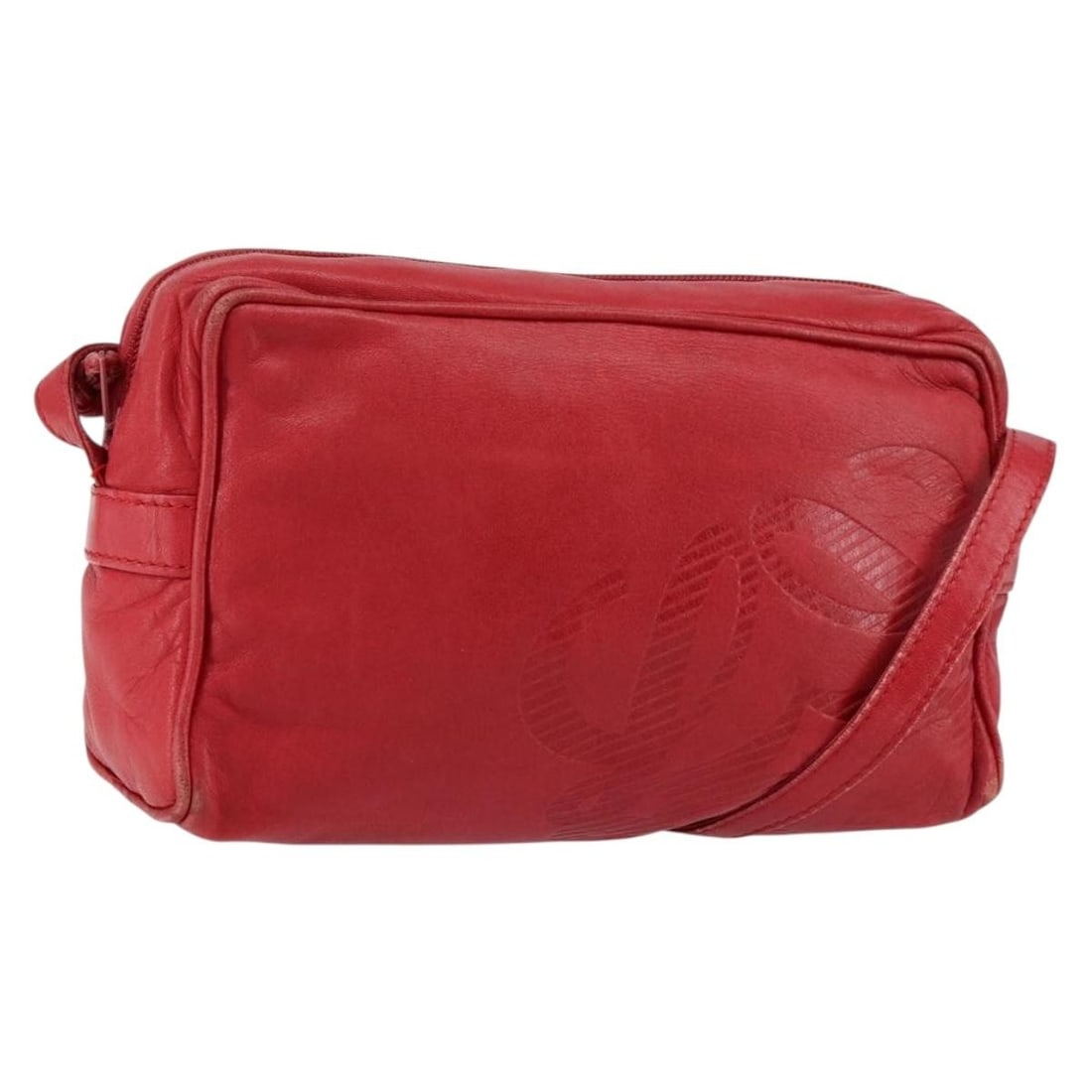 LOEWE Red Gold Leather Anagram Shoulder Bag Auth: LOEWE Red Gold Leather Anagram Shoulder Bag Auth This LOEWE Anagram Shoulder Bag showcases a stylish design crafted from high-quality leather in a striking red and gold color combination. The bag meas