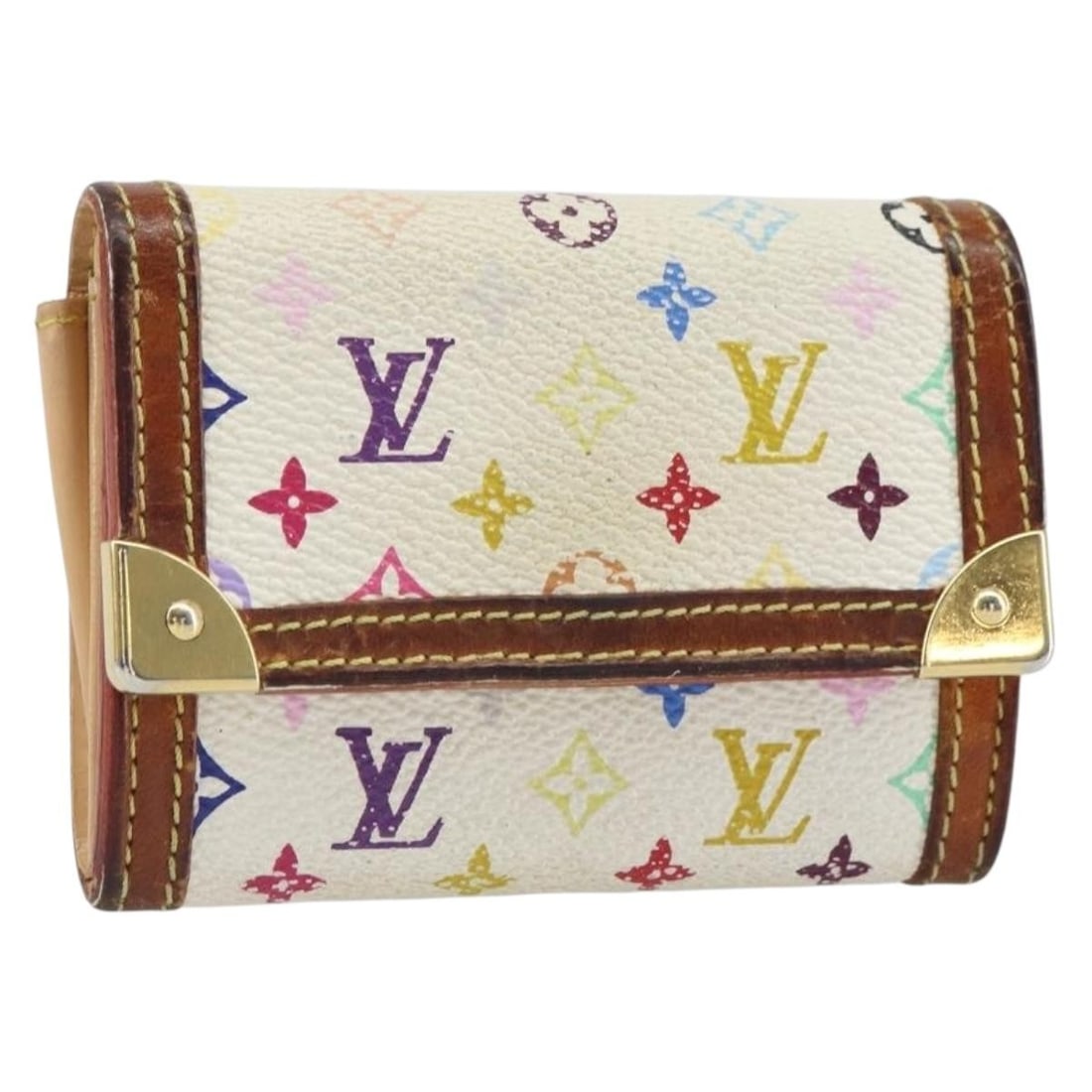 Louis Vuitton Multicolor White Canvas Coin Purse M92657: Louis Vuitton Multicolor White Canvas Coin Purse M92657 This Louis Vuitton Multicolor Porte Monnaie Pla coin purse features the iconic Monogram Multicolor canvas in white. Designed for compact storage