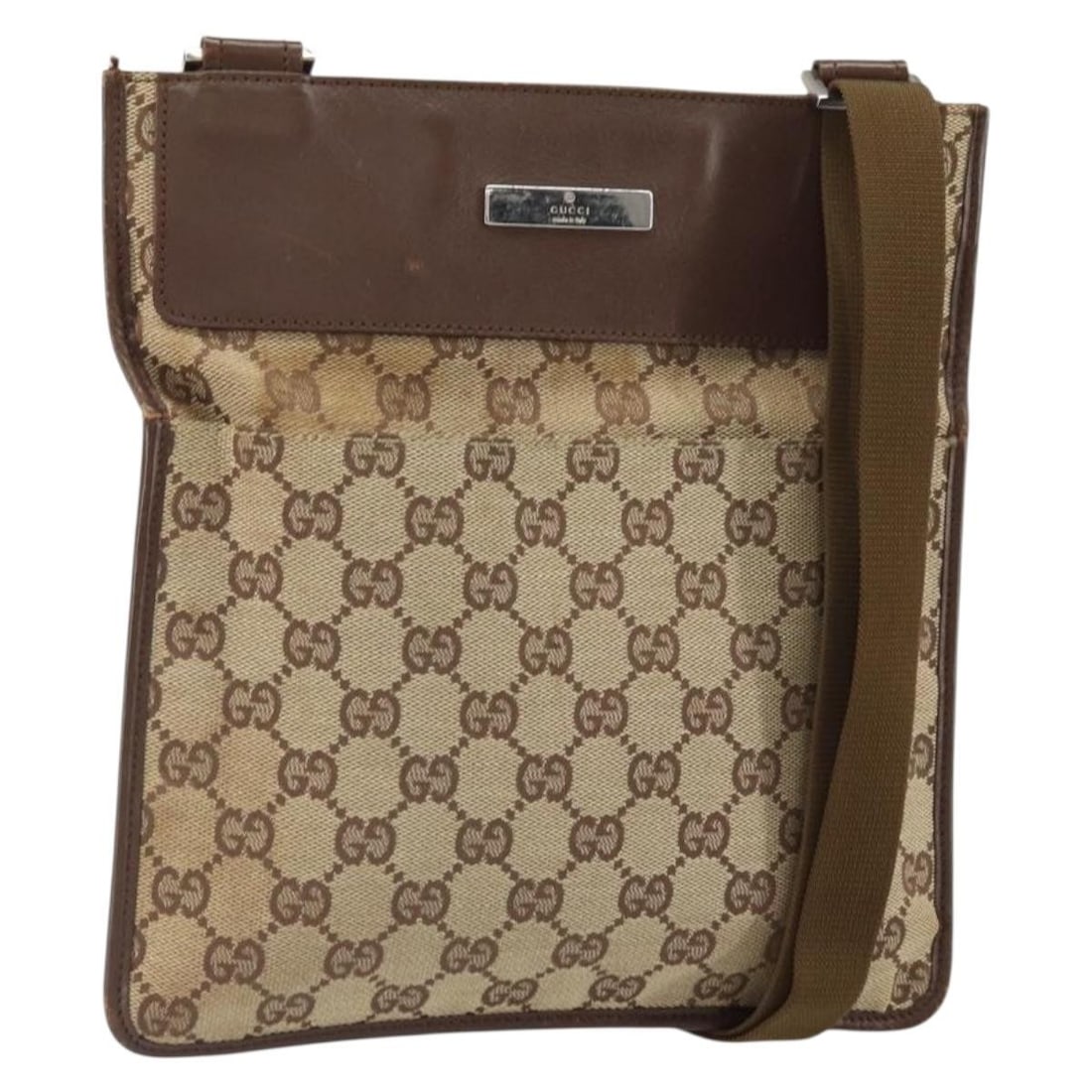 Beige Silver GG Canvas Gucci Shoulder Bag Model 27639 from Italy: Beige Silver GG Canvas Gucci Shoulder Bag Model 27639 from Italy This is a GUCCI GG Canvas Shoulder Bag featuring a beige and silver color scheme. The bag is crafted from GG canvas and offers a practi