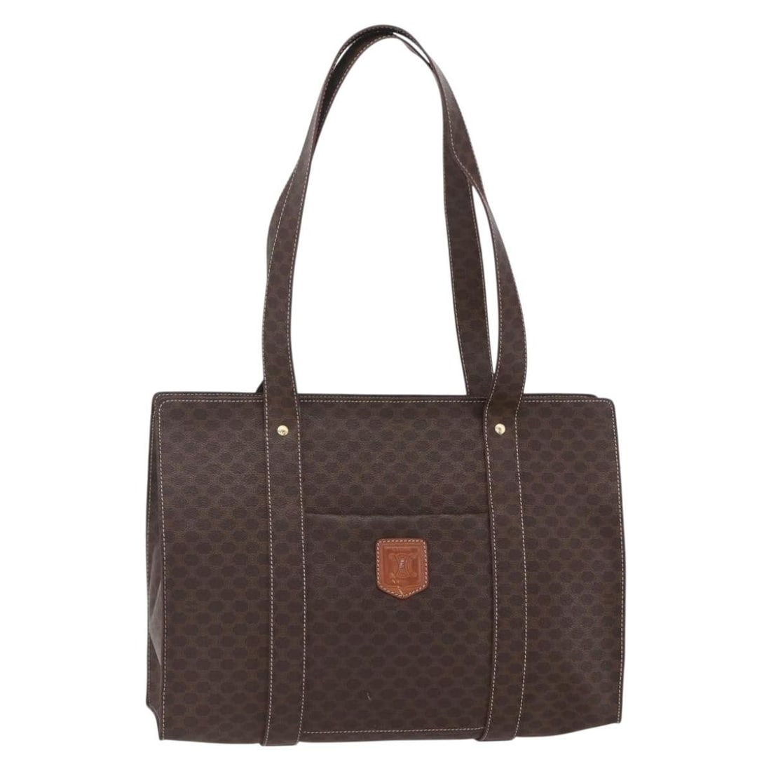 CELINE Macadam Canvas Tote Bag PVC Brown Gold Made in Italy: CELINE Macadam Canvas Tote Bag PVC Brown Gold Made in Italy This elegant CELINE Macadam Canvas Tote Bag is a stylish accessory for any occasion. Crafted in Italy, this tote features a sophisticated co
