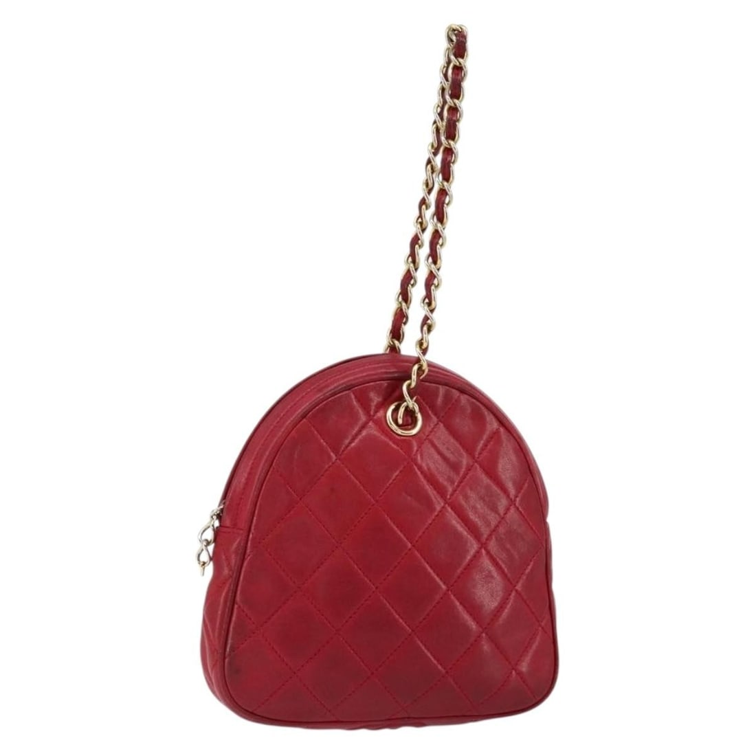 CHANEL Red Gold Matelasse Lamb Skin Hand Bag Auth 150849 (1 of 18)